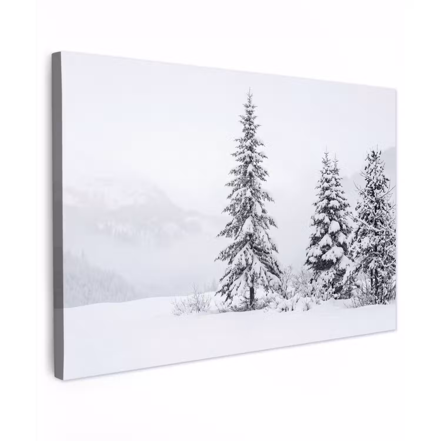 Fijnsparren - Sneeuw - Winter - Landschap - Stilte Tuinposter op houten frame 2 cm dik klein -3d