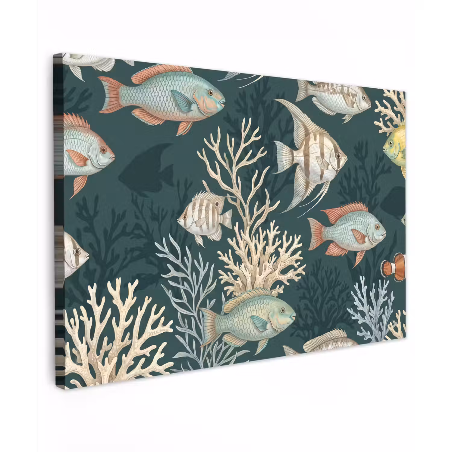 Vis - Koraal - Onderwater - Illustratie Tuinposter op houten frame 2 cm dik klein -3d