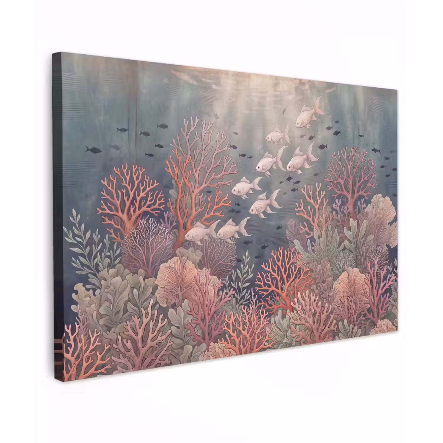 Vis - Koraal - Onderwater - Illustratie - Vintage Tuinposter op houten frame 2 cm dik klein -3d