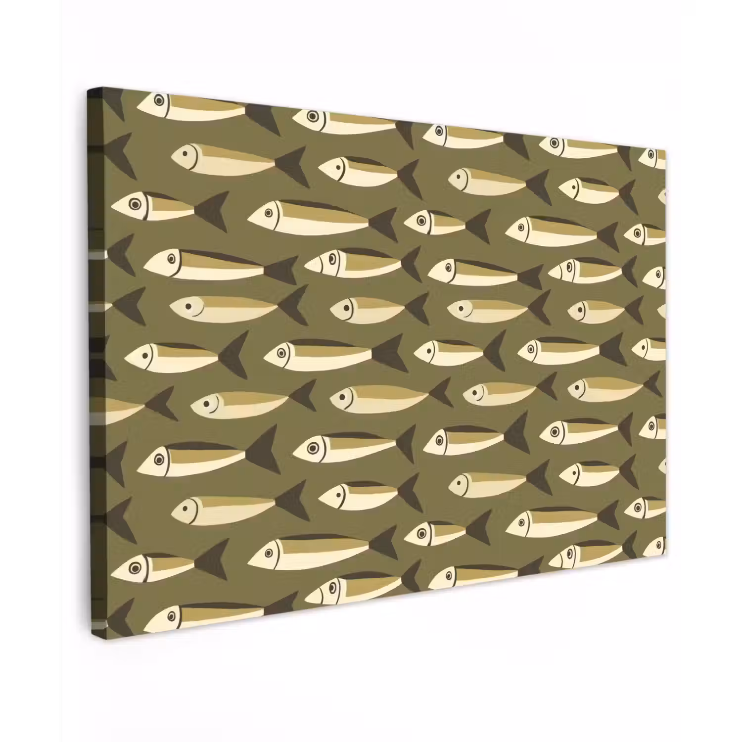 Vis - Patroon - Groen Tuinposter op houten frame 2 cm dik klein 845 -3d