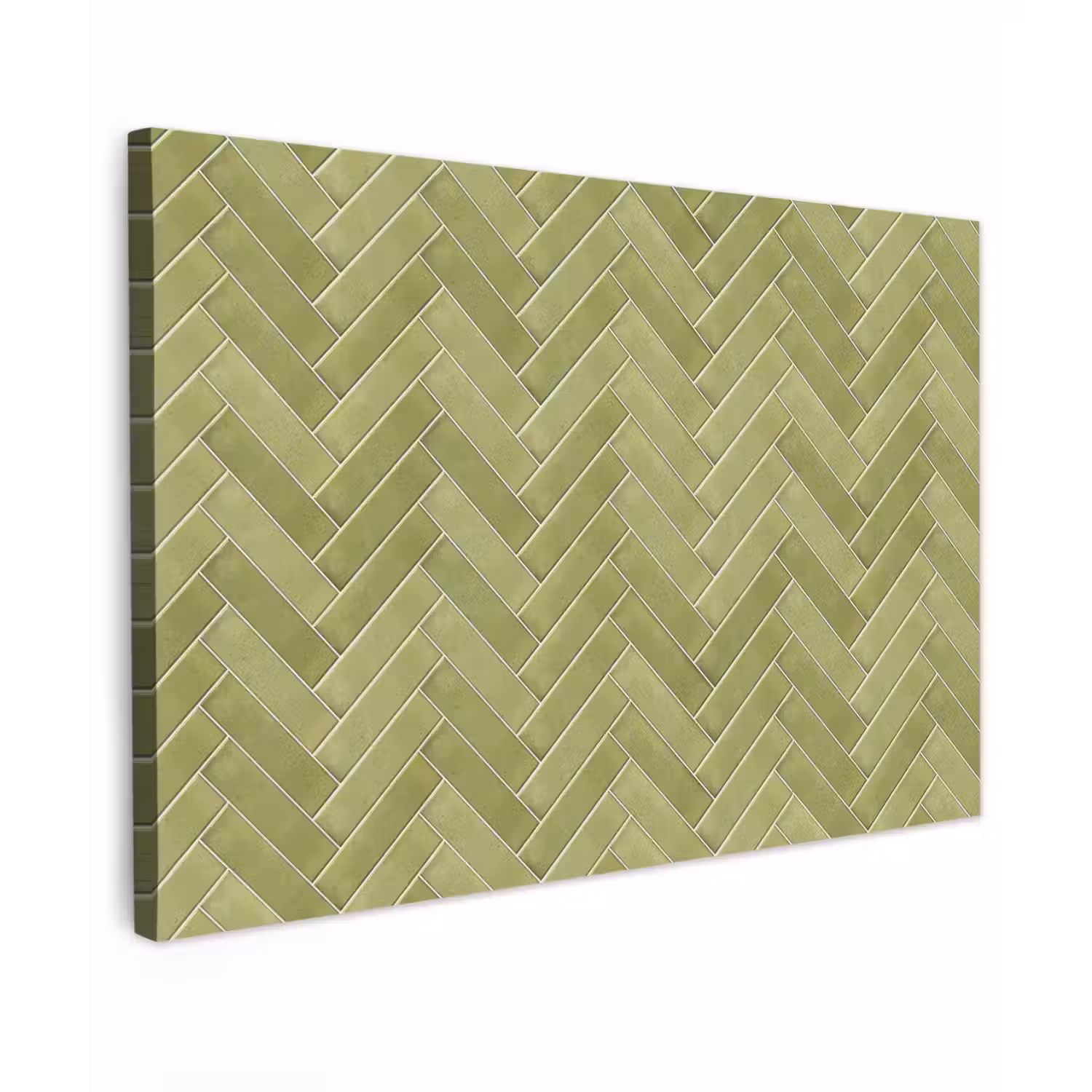 Visgraat - Wandtegel - Olijfgroen Tuinposter op houten frame 2 cm dik klein 845 -3d