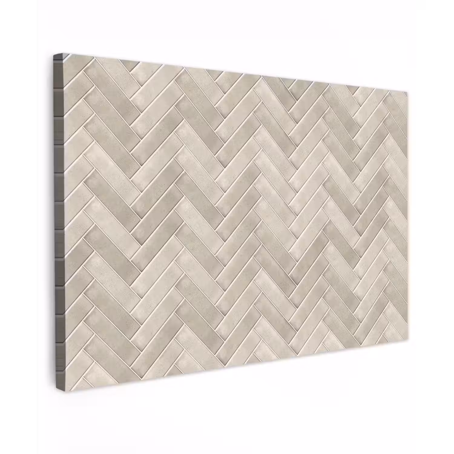 Visgraat - Wandtegel - Beige Tuinposter op houten frame 2 cm dik klein 845 -3d