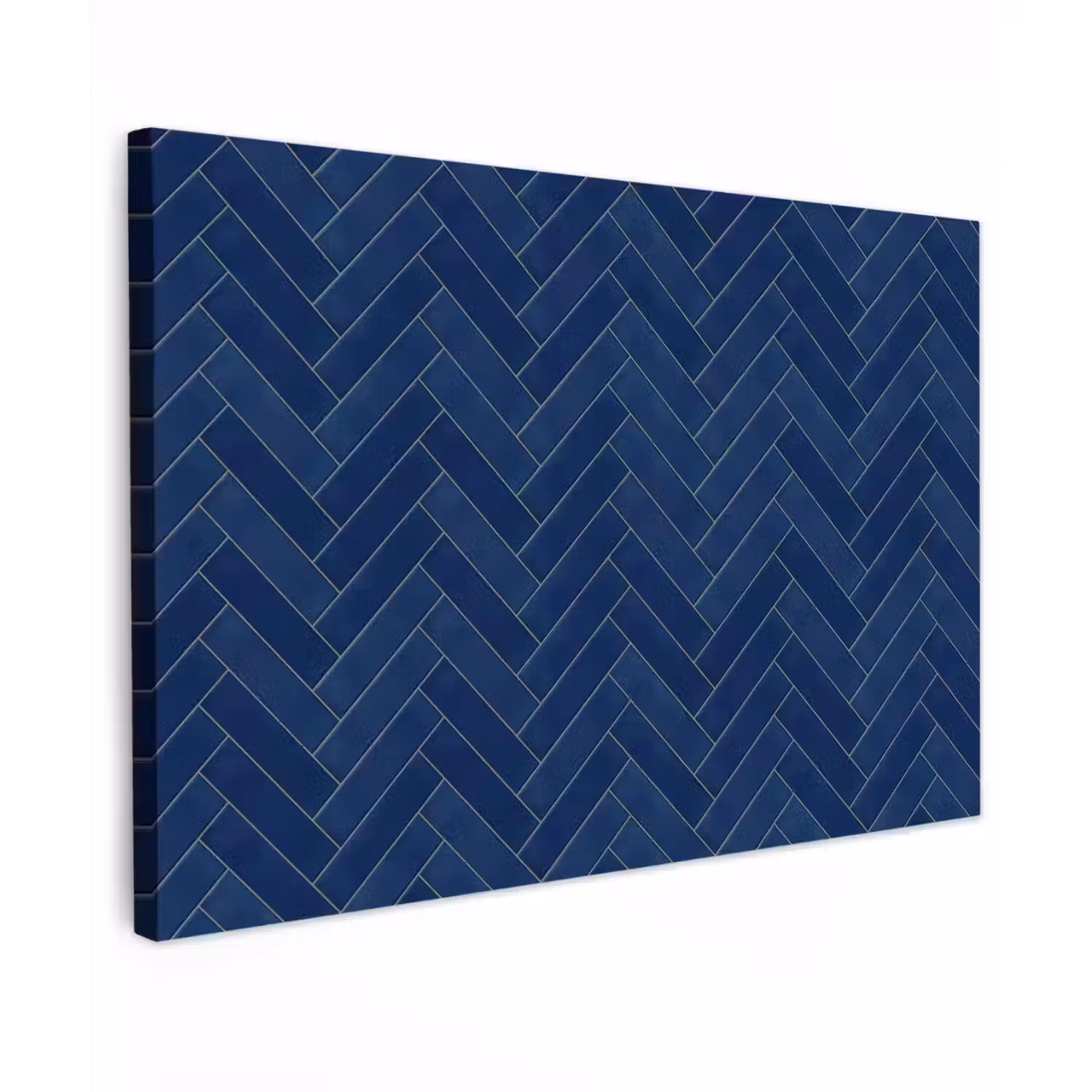 Visgraat - Wandtegel - Donkerblauw - Navy Blue Tuinposter op houten frame 2 cm dik klein 845 -3d