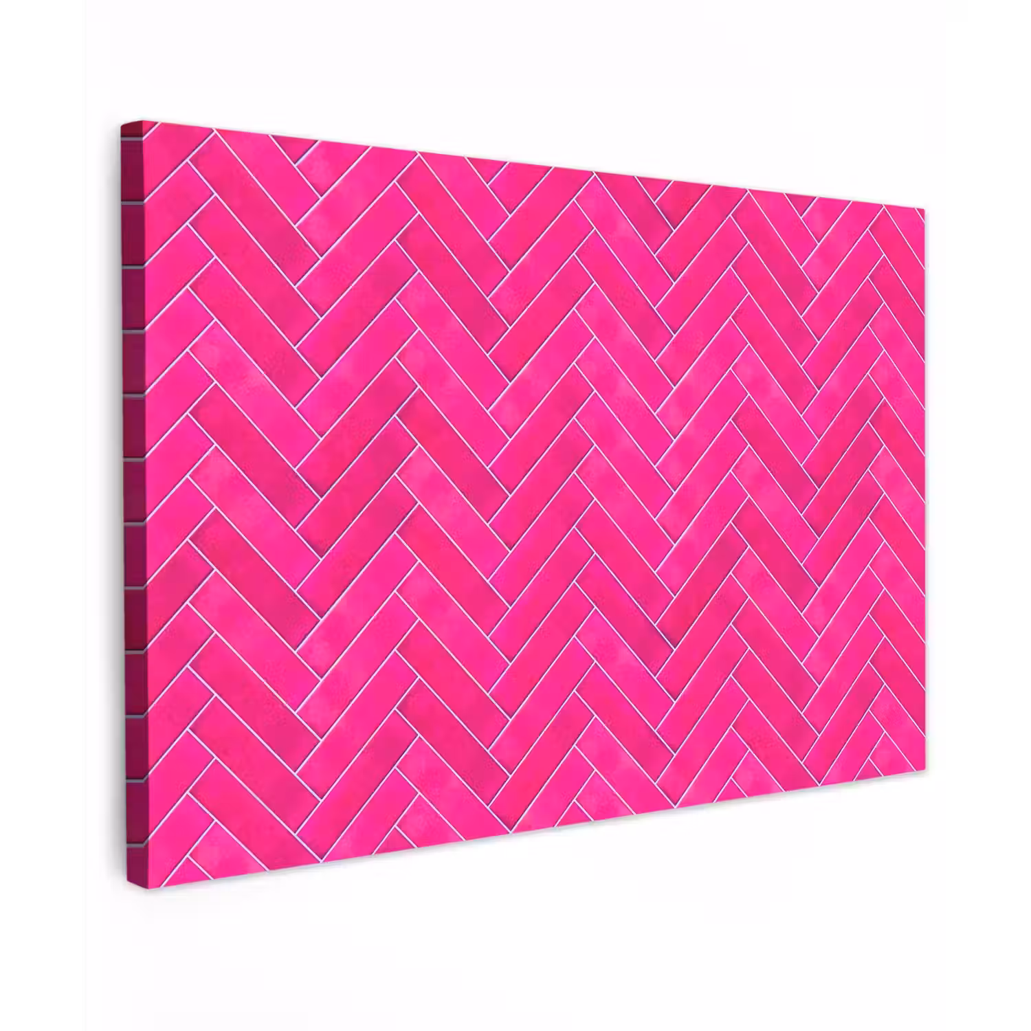 Visgraat - Wandtegel - Fuchsia - Roze Tuinposter op houten frame 2 cm dik klein 845 -3d