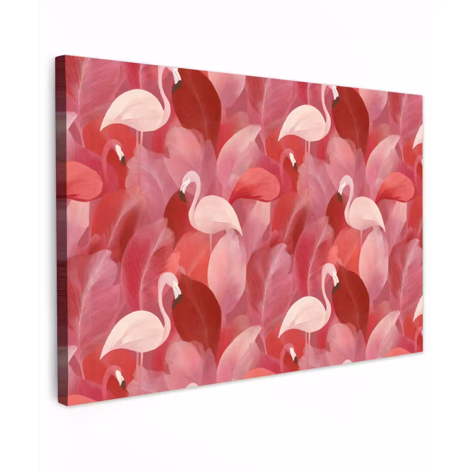 Flamingo - Botanisch - Elegant - Roze - Rood Tuinposter op houten frame 2 cm dik klein 845 -3d