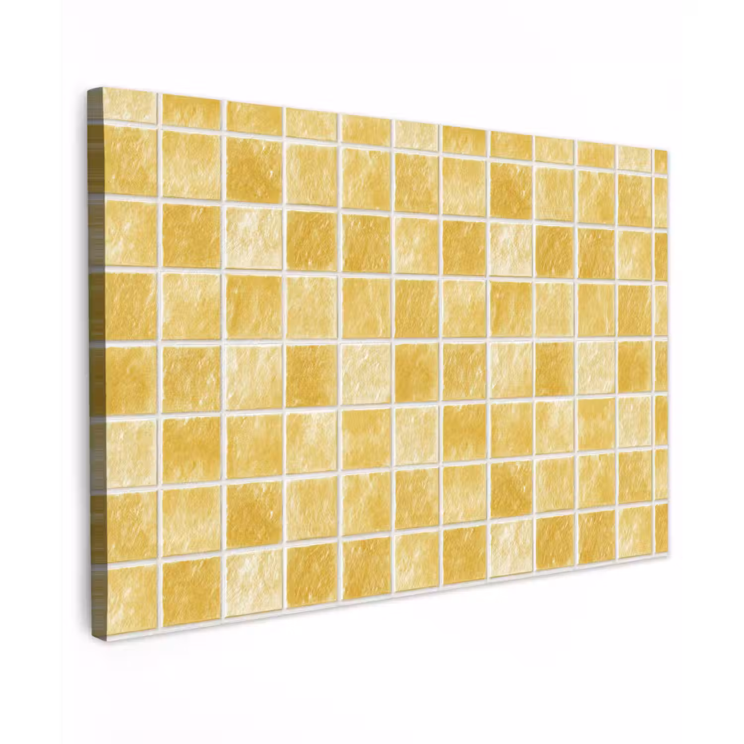 Tegels - Mozaïek - Textuur - Goudgeel Tuinposter op houten frame 2 cm dik klein 845 -3d