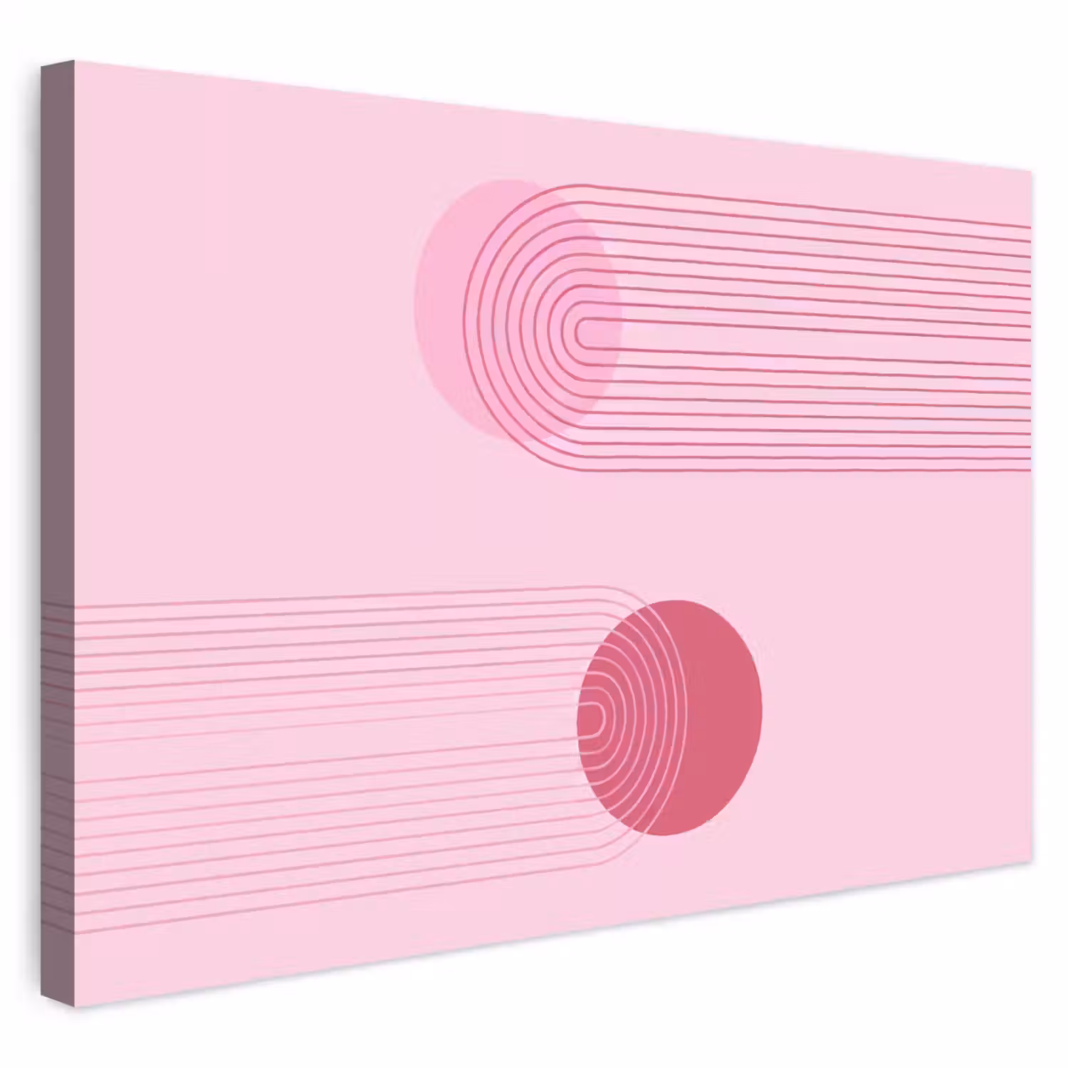 Vormen - Lijnen - Minimalistisch - Roze Tuinposter op houten frame 2 cm dik klein -3d