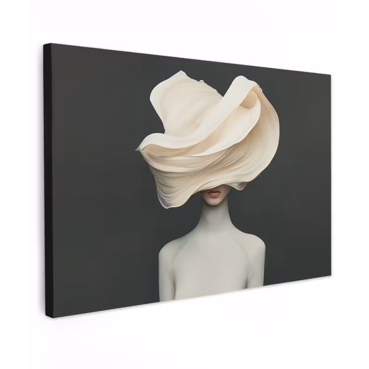 Vrouw - Beige - hoed Tuinposter op houten frame 2 cm dik klein -3d