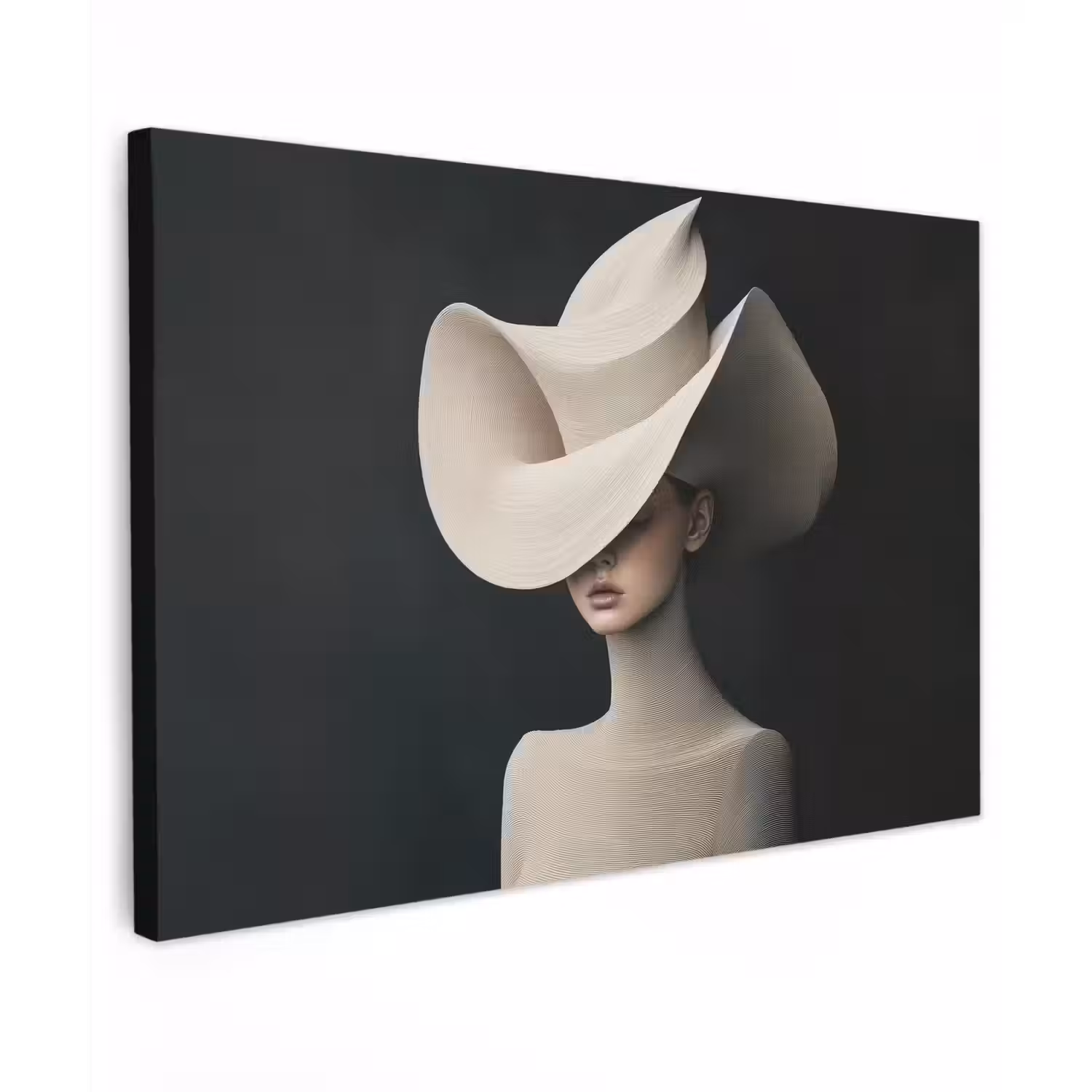 Vrouw - Golvende - Hoed Tuinposter op houten frame 2 cm dik klein -3d