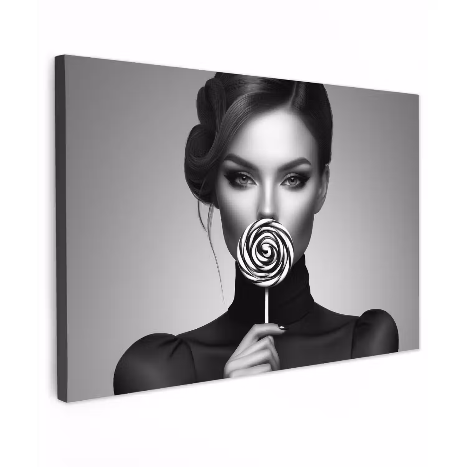 Vrouw - Lolly - Zwart Tuinposter op houten frame 2 cm dik klein -3d