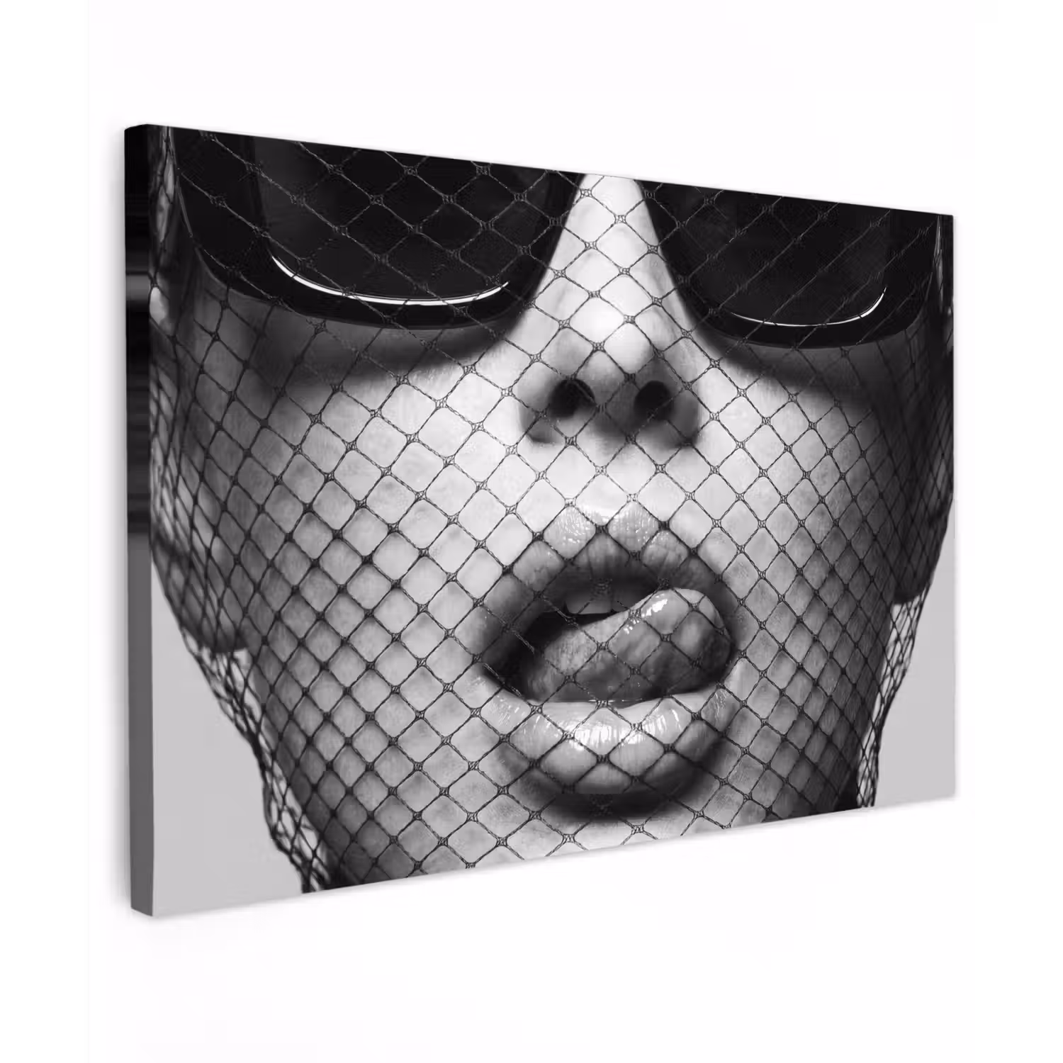 Vrouw - Net - Mysterieus - Zwart - Wit Tuinposter op houten frame 2 cm dik klein -3d