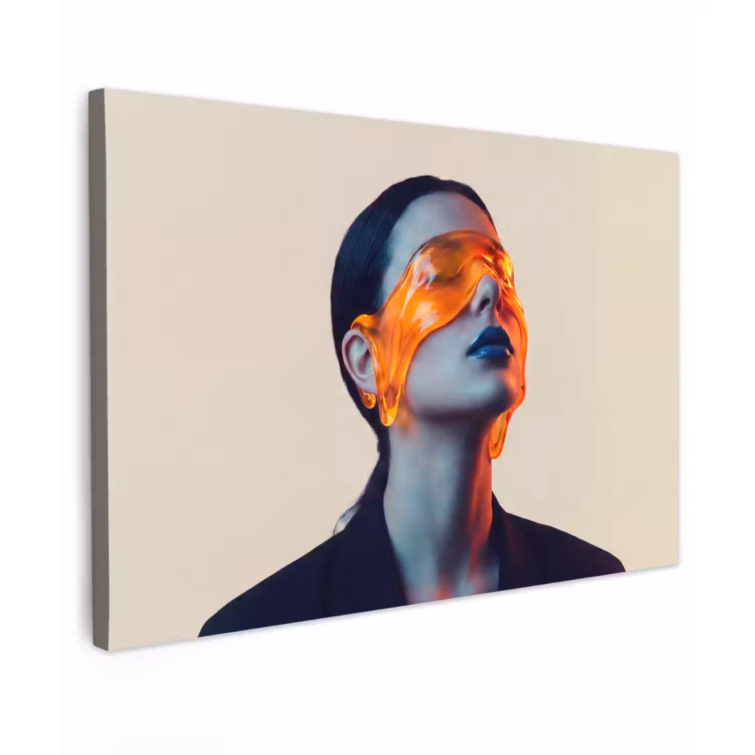 Vrouw - Oranje - Abstract - Modern - Kleurrijk Tuinposter op houten frame 2 cm dik klein -3d