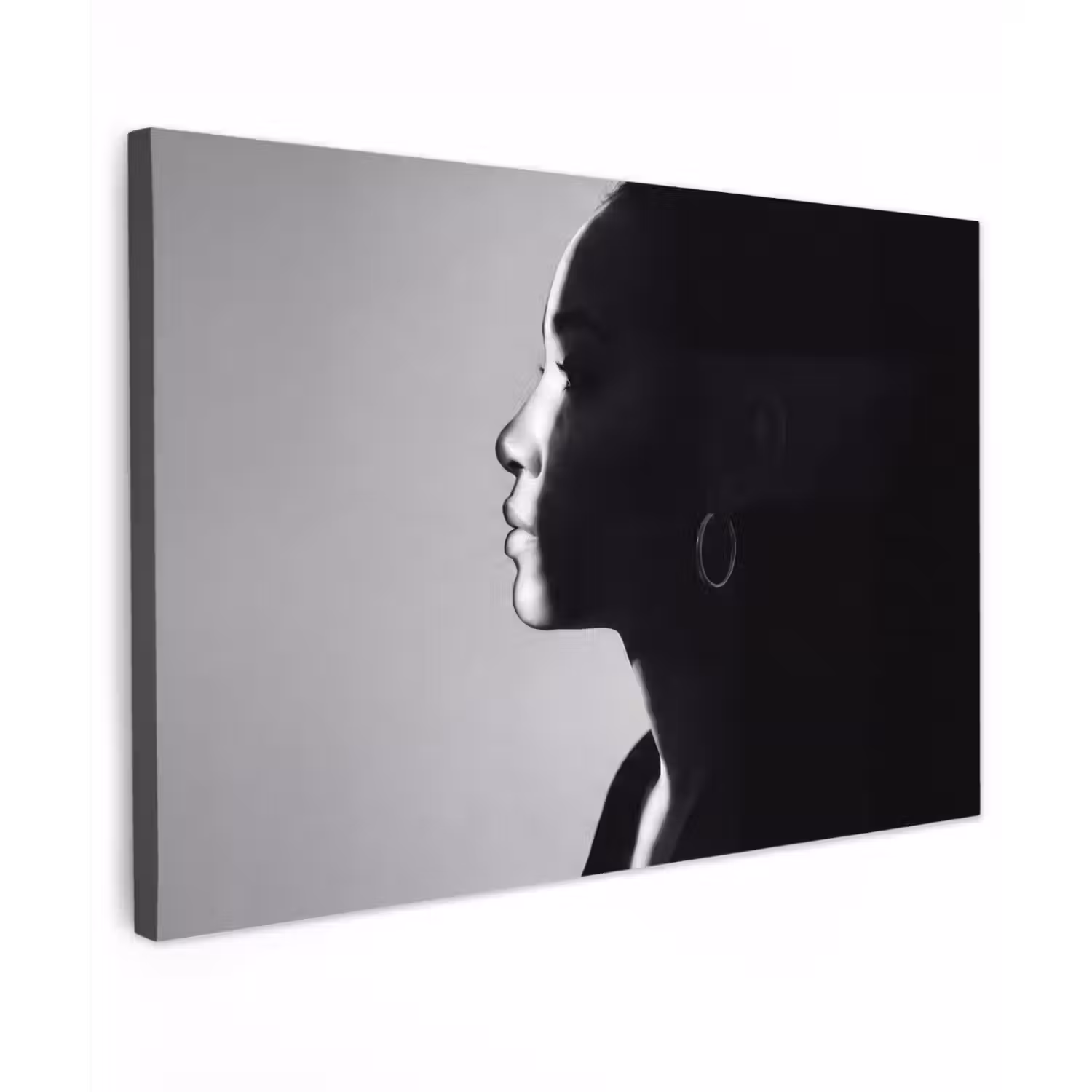 Vrouw - Profiel - Mensen - Zwart-wit Tuinposter op houten frame 2 cm dik klein -3d