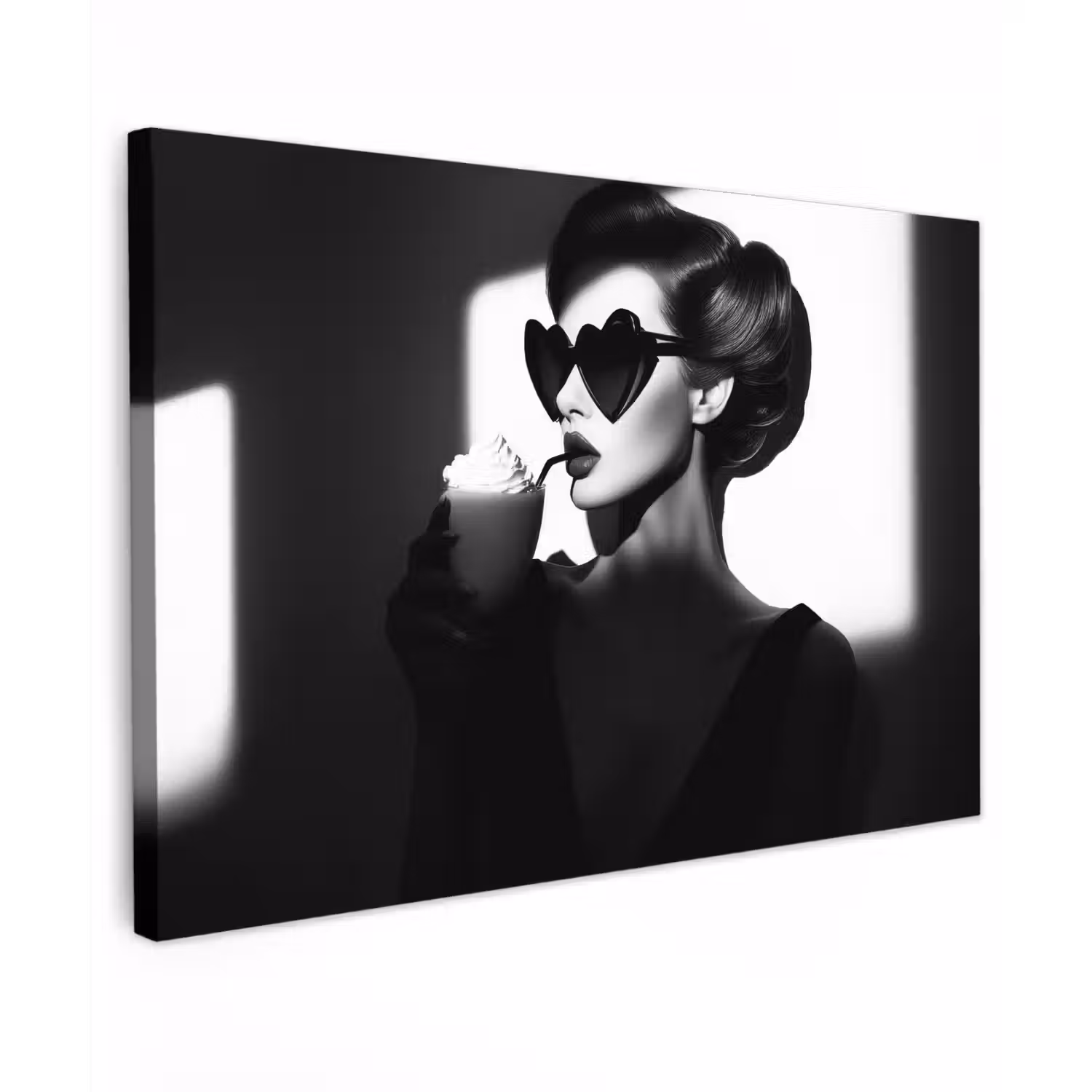 Vrouw - Zwart - Hart Tuinposter op houten frame 2 cm dik klein -3d