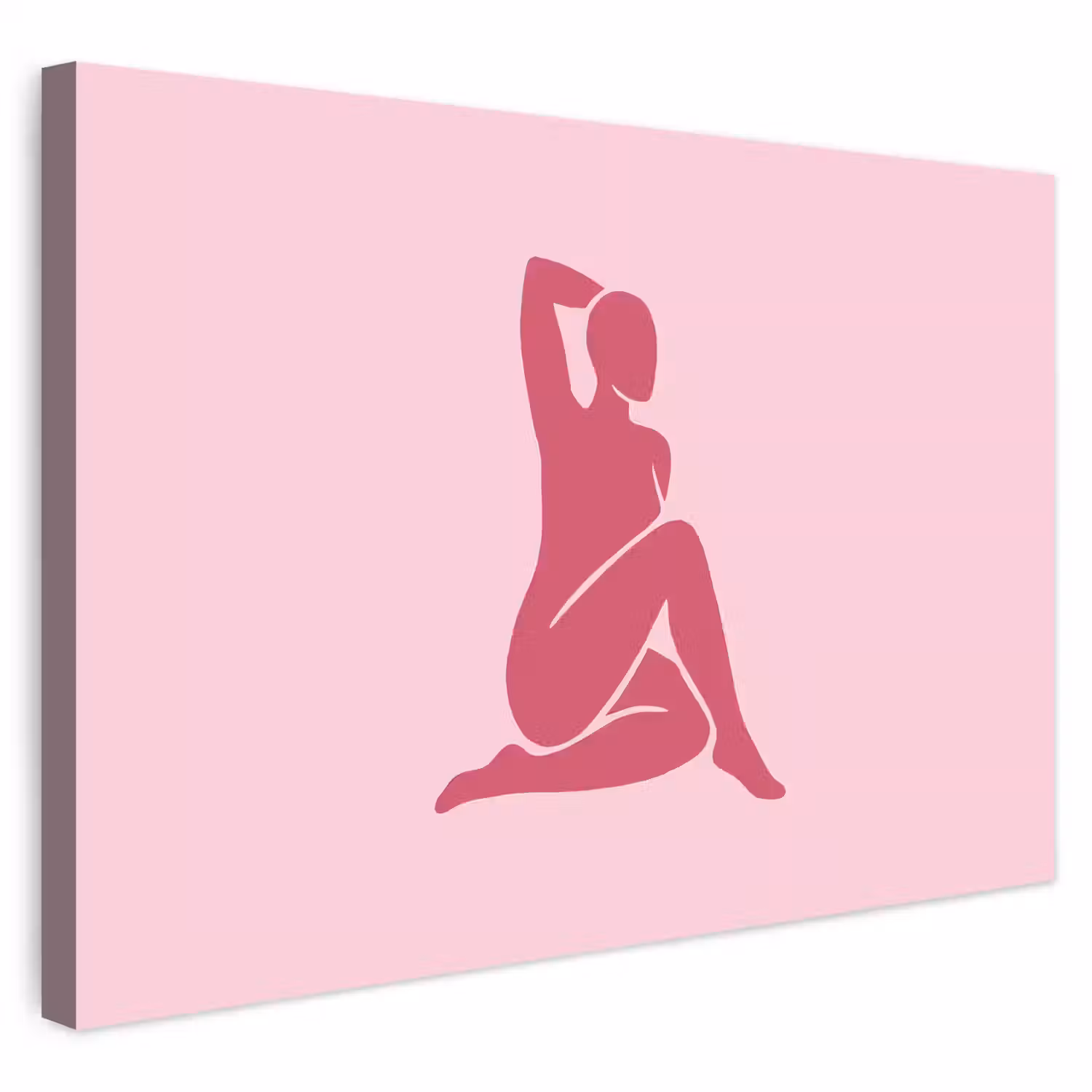 Vrouw - Silhouet - Abstract - Modern - Roze Tuinposter op houten frame 2 cm dik klein -3d