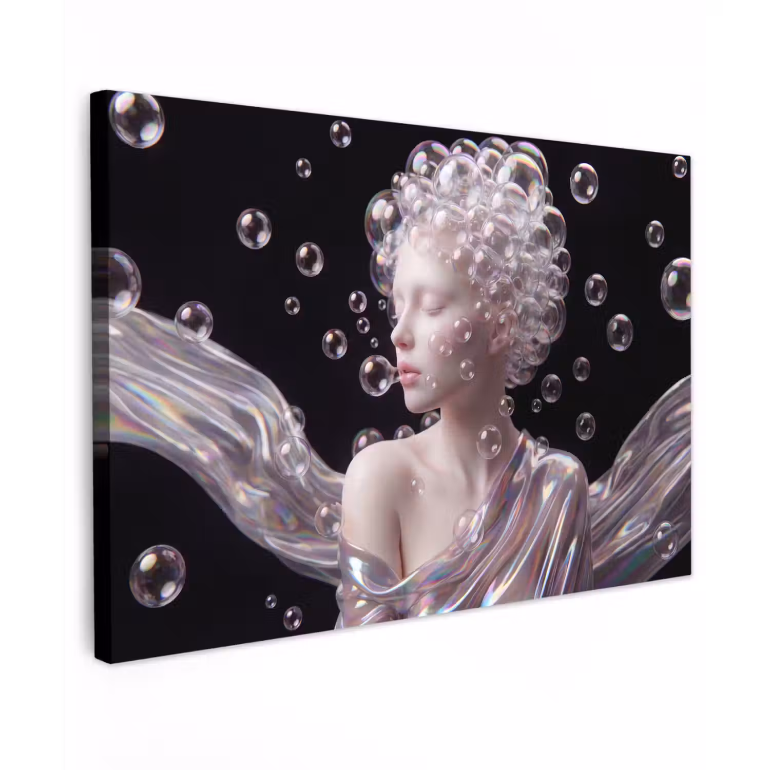 Vrouw - Bellen - Abstract - Kleurrijk Tuinposter op houten frame 2 cm dik klein -3d