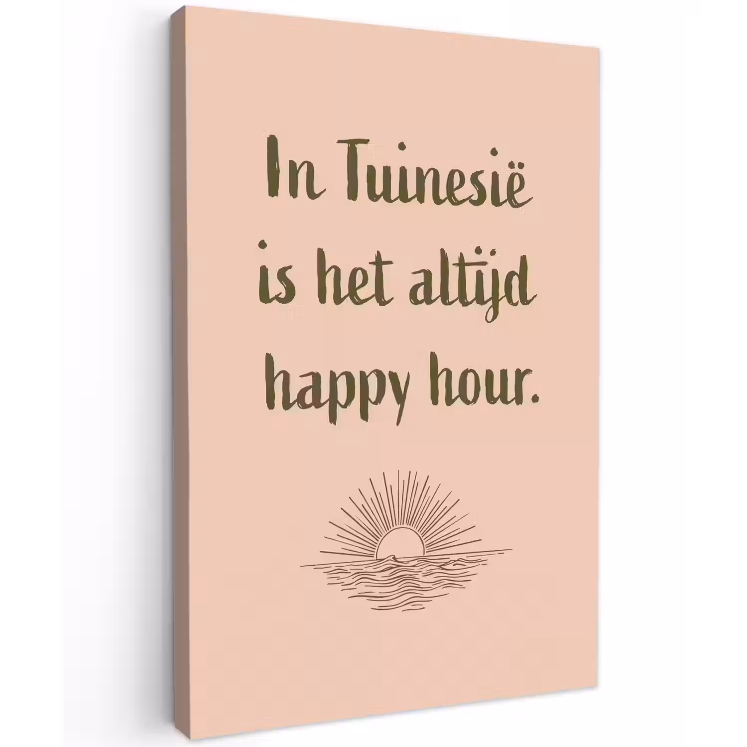 Tuin - Roze - Quote - Zon Tuinposter op houten frame 2 cm dik klein -3d