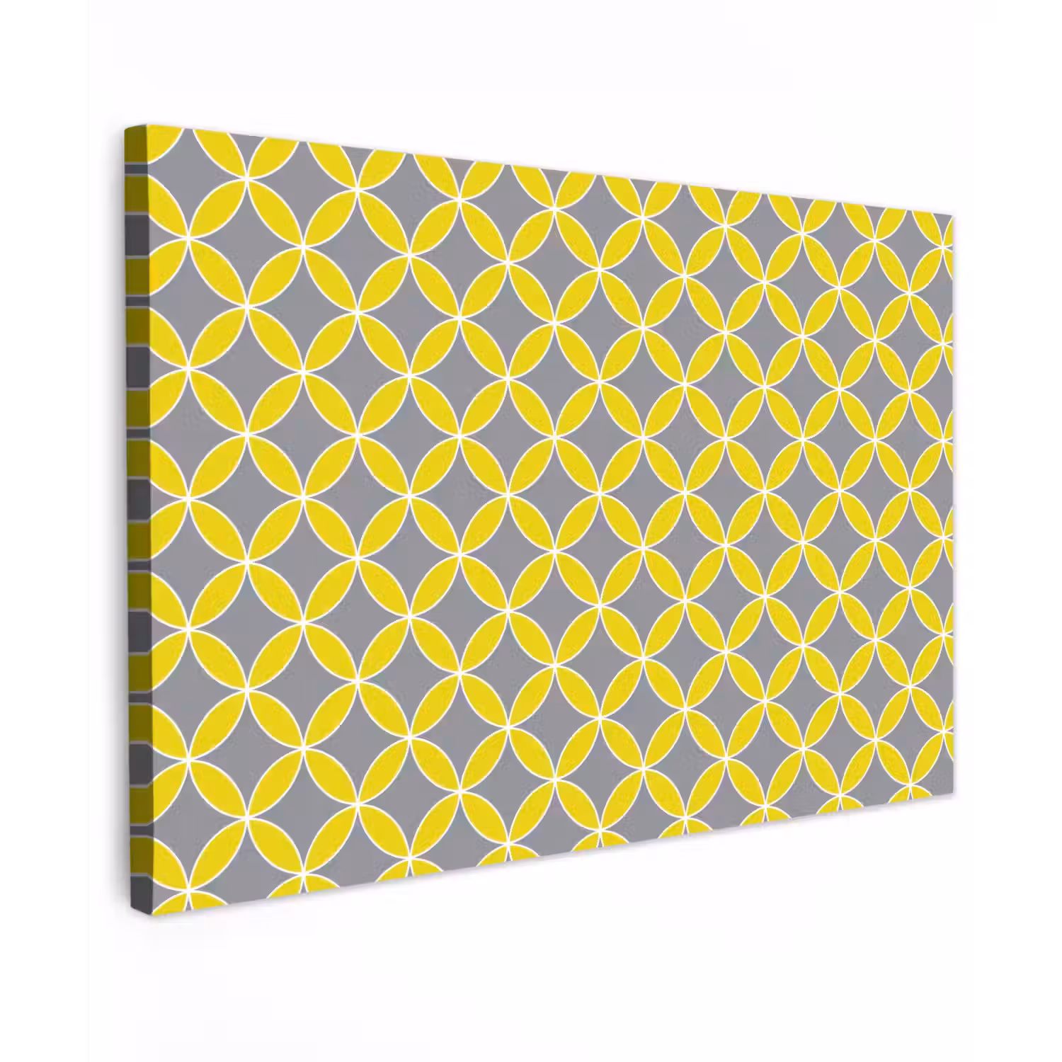 Geometrisch - Cirkels - Modern - Grijs - Geel Tuinposter op houten frame 2 cm dik klein 845 -3d