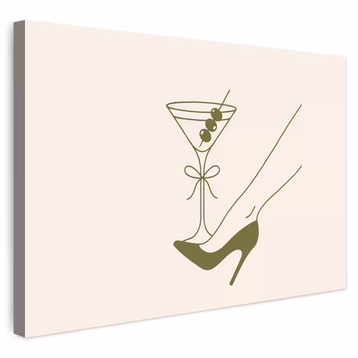 Drank - Martini - Hoge hak - Mode - Groen Tuinposter op houten frame 2 cm dik klein -3d