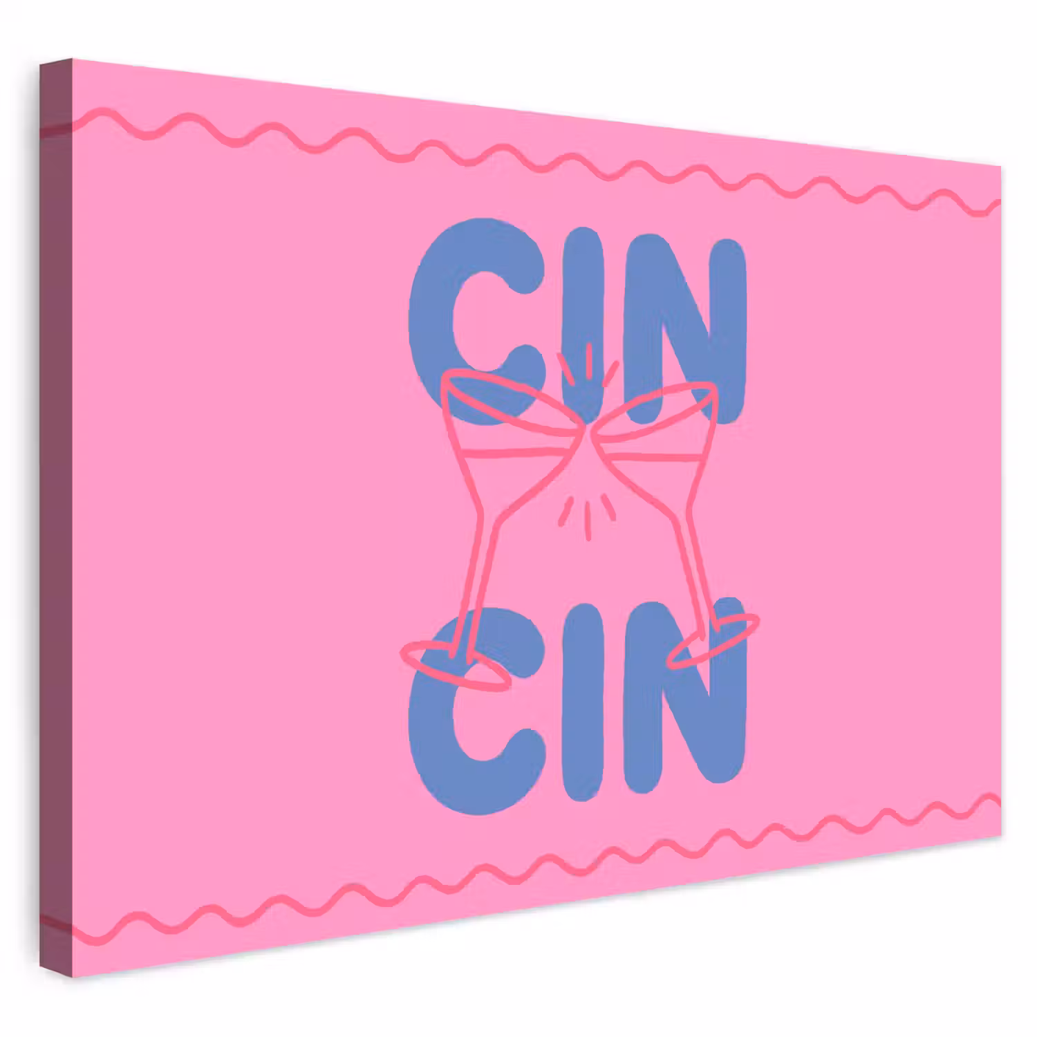 Drank - Glazen - Proost - Modern - Roze Tuinposter op houten frame 2 cm dik klein -3d