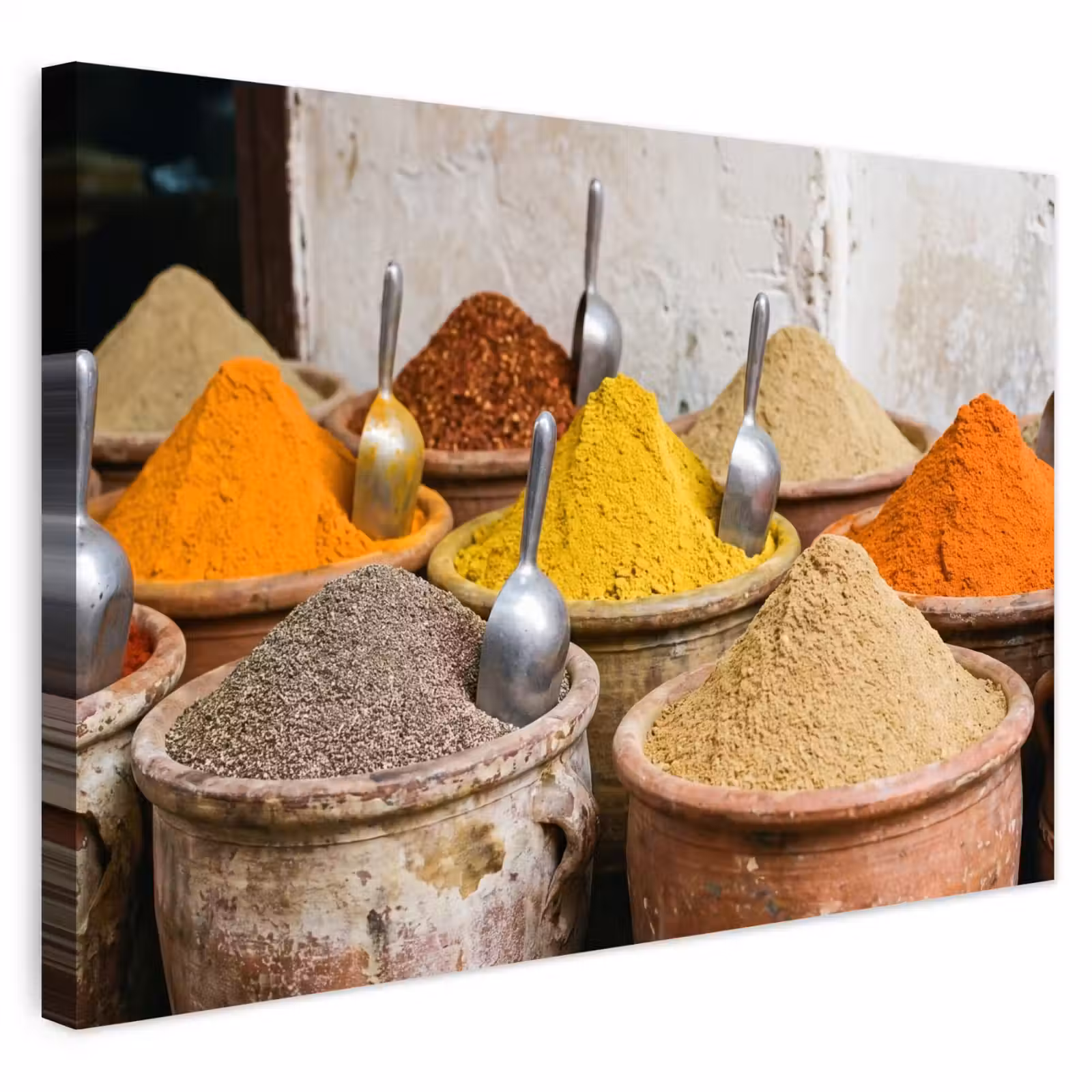 Outdoor Leinwand - Gewürze – Gläser – Orientalisch - Kruiden - Potten - Oosters Tuinposter op houten frame 2 cm dik klein