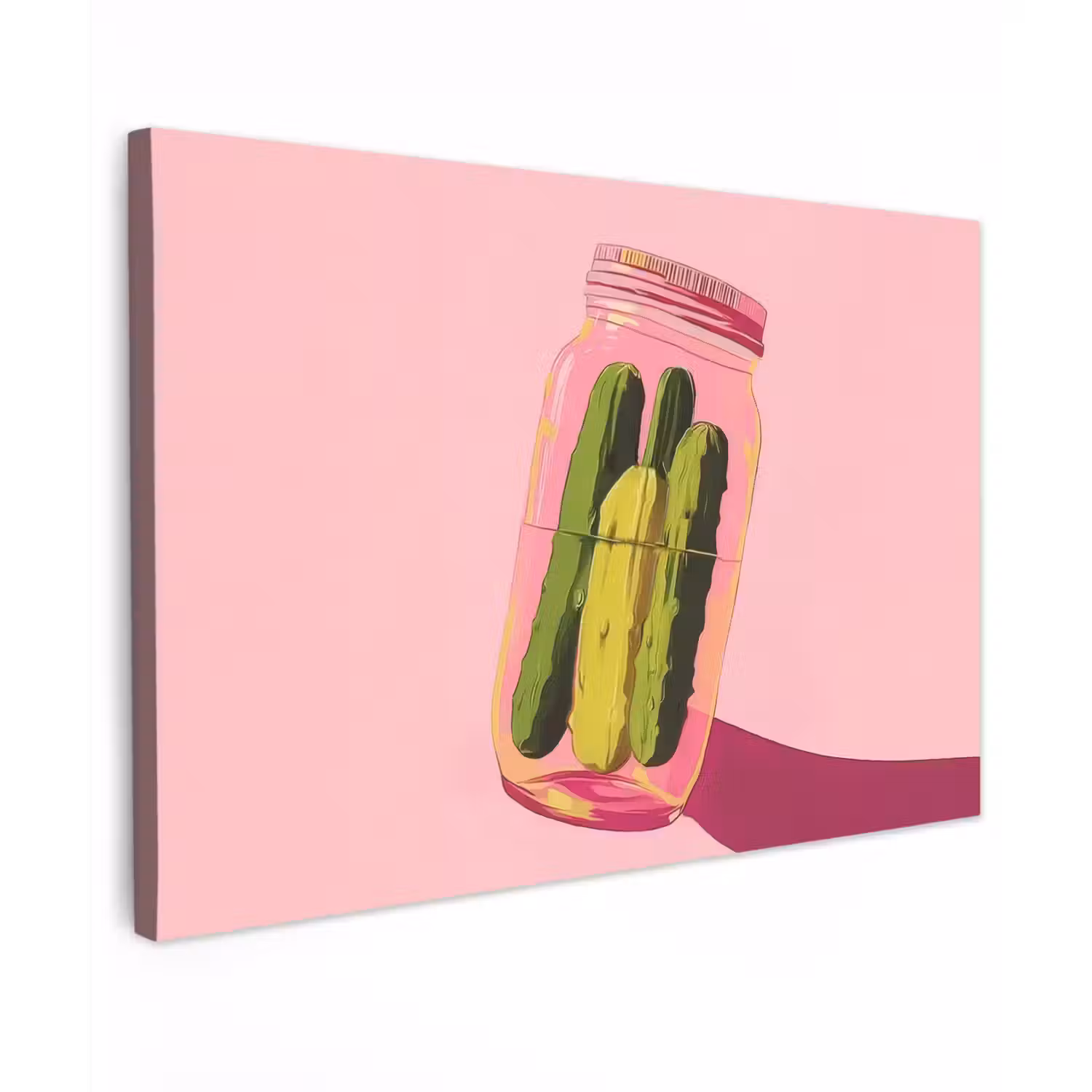 Augurken - Pot - Schaduw - Roze Tuinposter op houten frame 2 cm dik klein -3d