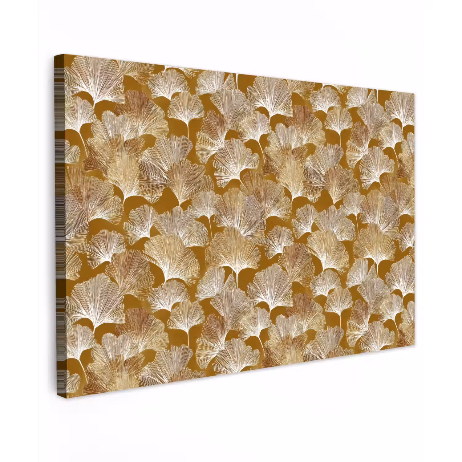 Ginkgo - Bladeren - Goud Tuinposter op houten frame 2 cm dik klein 845 -3d