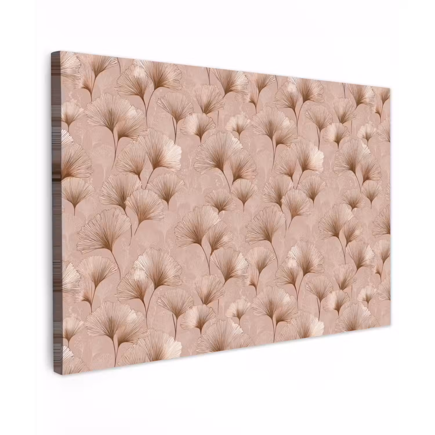 Ginkgo - Patroon - Roze Tuinposter op houten frame 2 cm dik klein 845 -3d