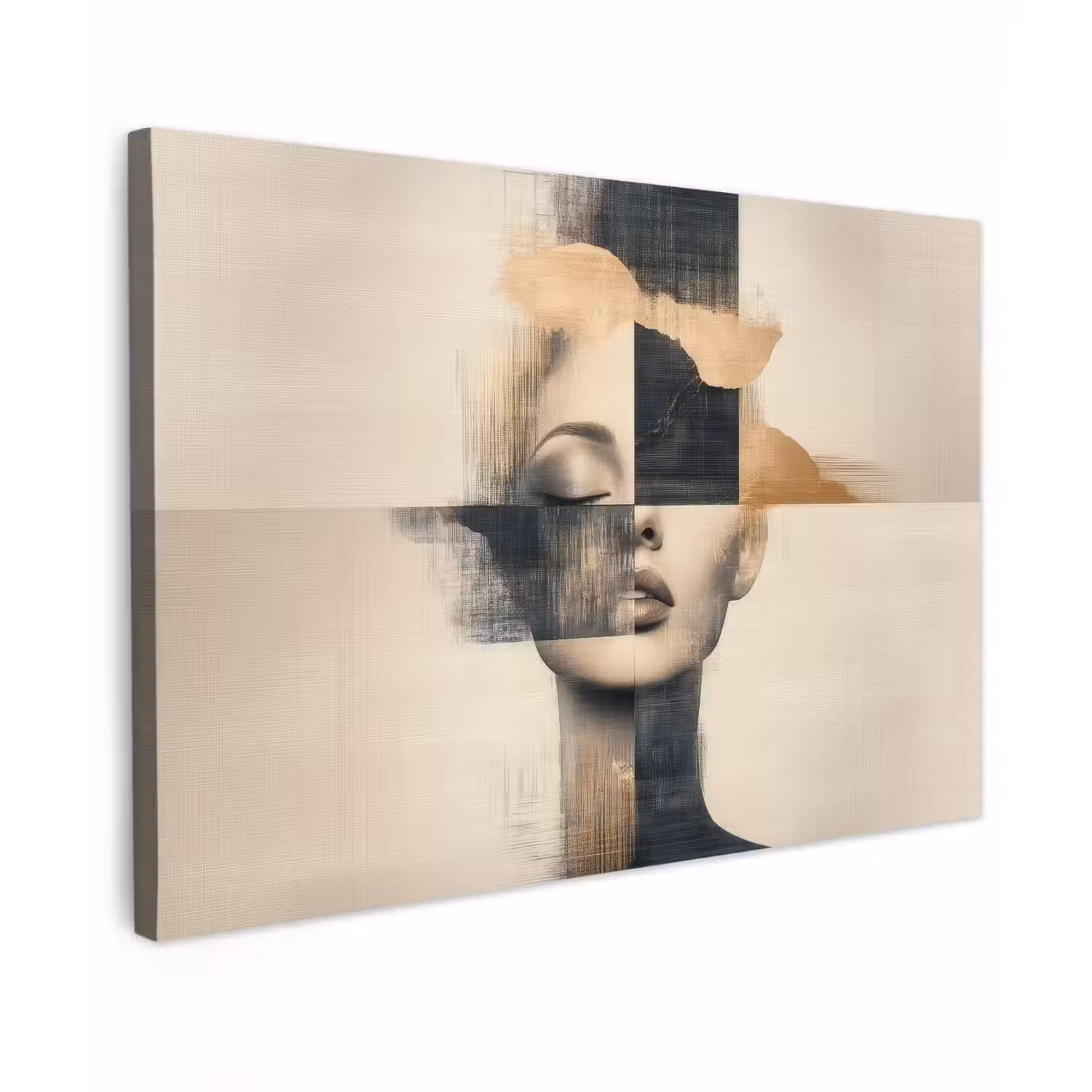 Goud - Vrouw - Rechthoeken Tuinposter op houten frame 2 cm dik klein -3d