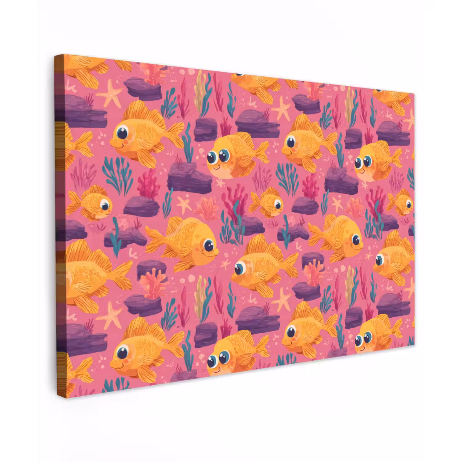 Goudvissen - Koraal - Kleurrijk Tuinposter op houten frame 2 cm dik klein 845 -3d