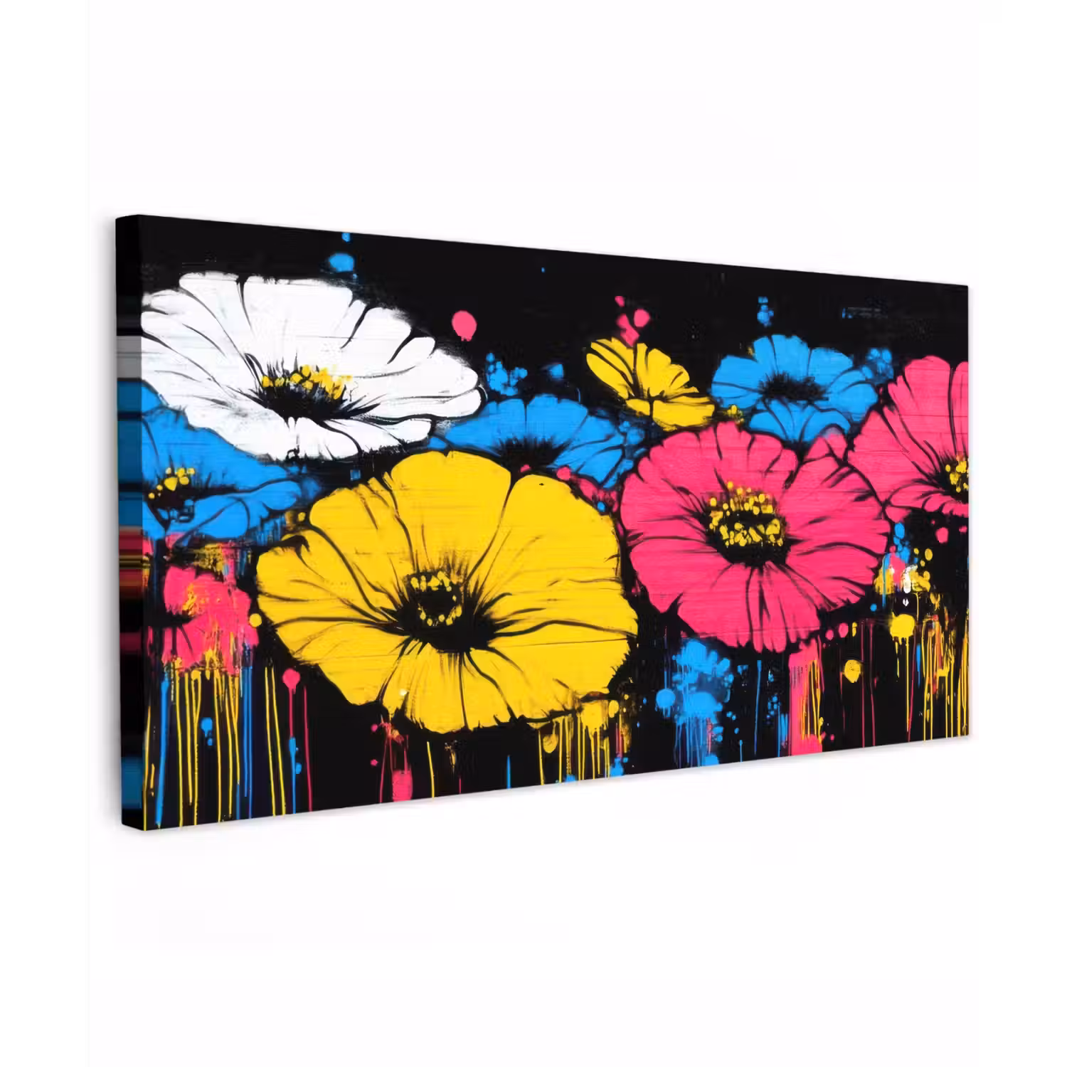 Graffiti - Bloemen - Kleur Tuinposter op houten frame 2 cm dik xxl -3d