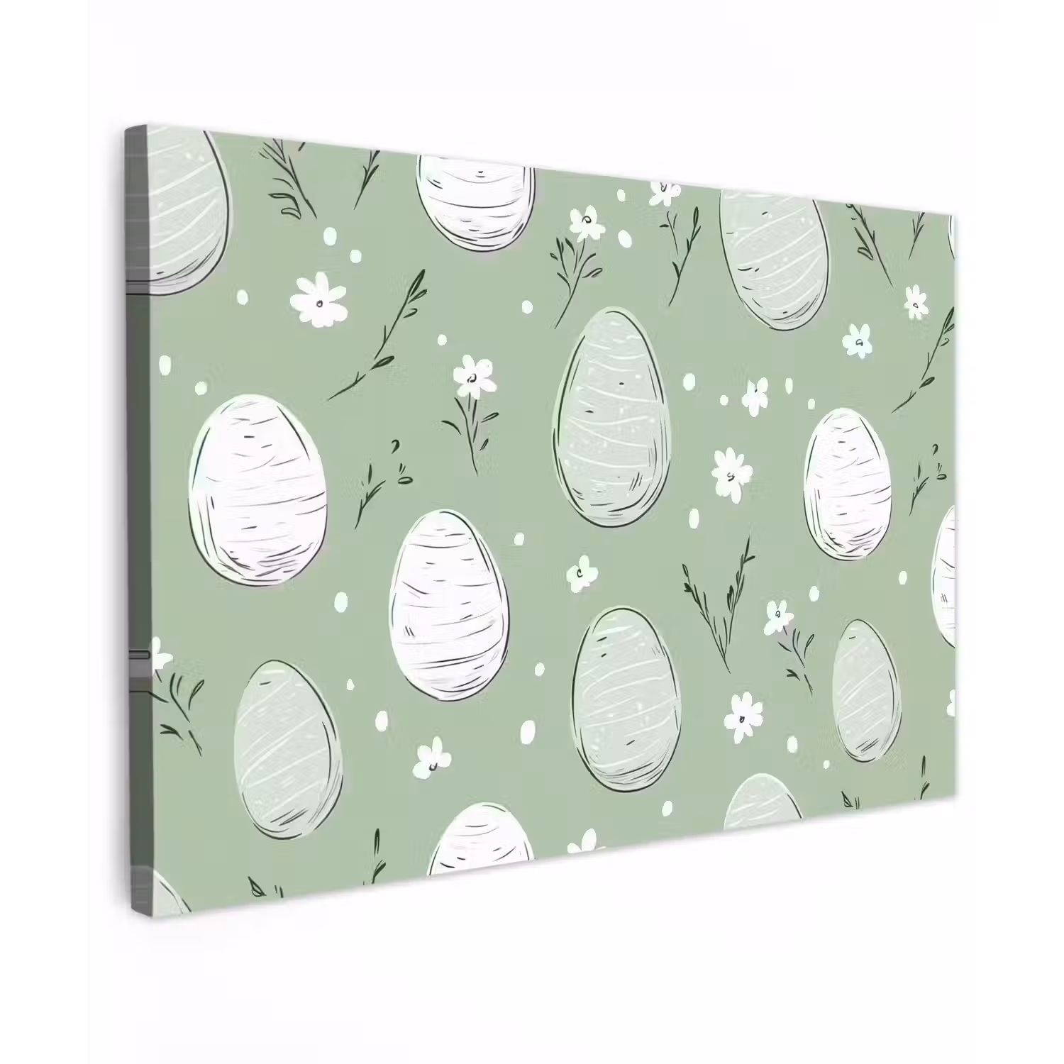 Groen - Eieren - Patroon Tuinposter op houten frame 2 cm dik klein -3d