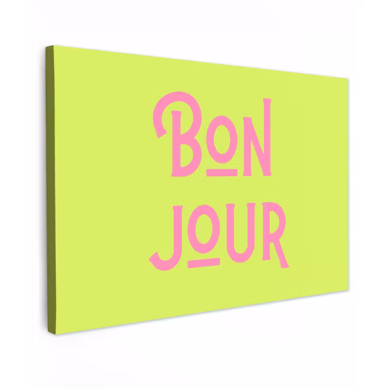 Groen - Roze bonjour - art-deco Tuinposter op houten frame 2 cm dik klein -3d