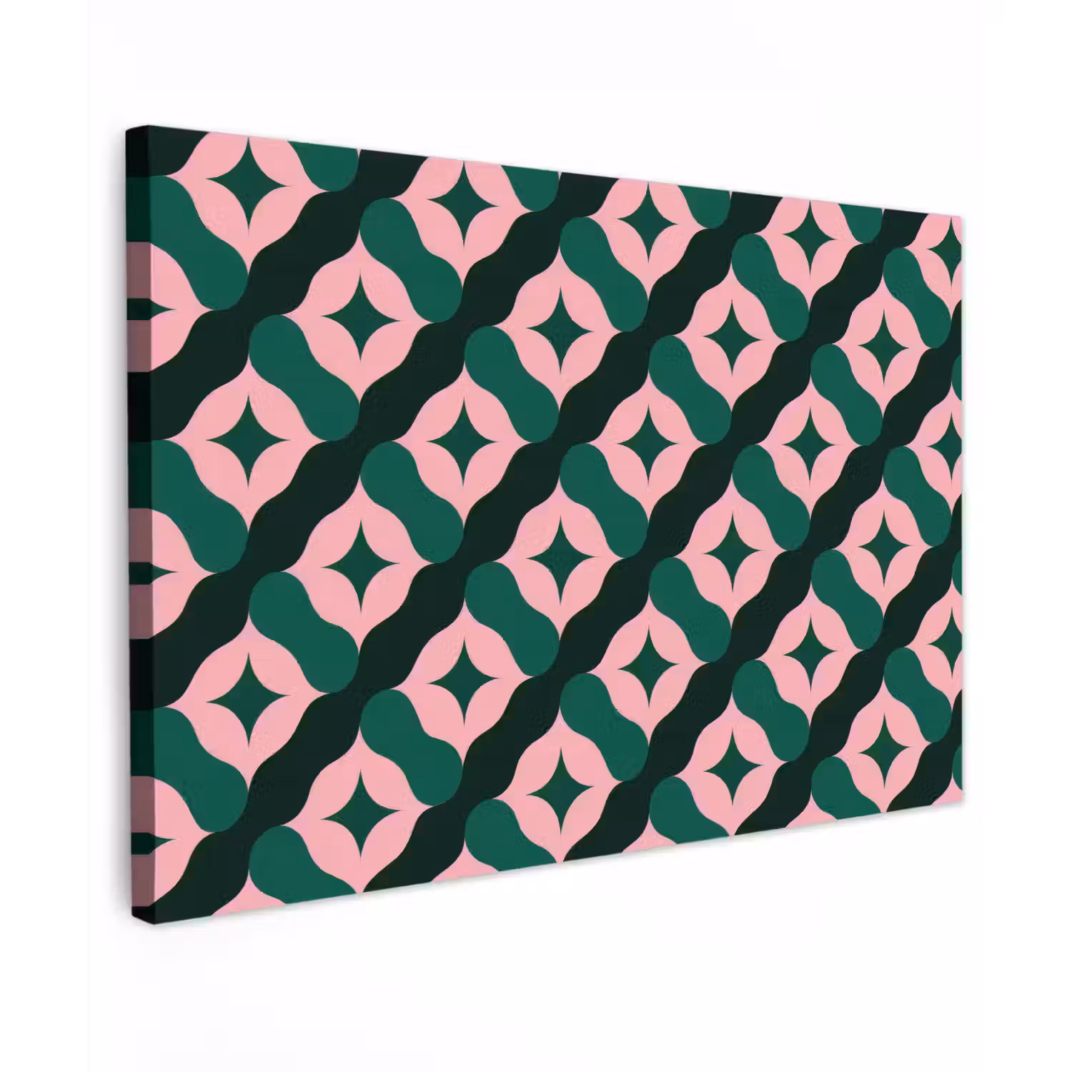 Groen - Roze - Retro - Sterren Tuinposter op houten frame 2 cm dik klein 845 -3d