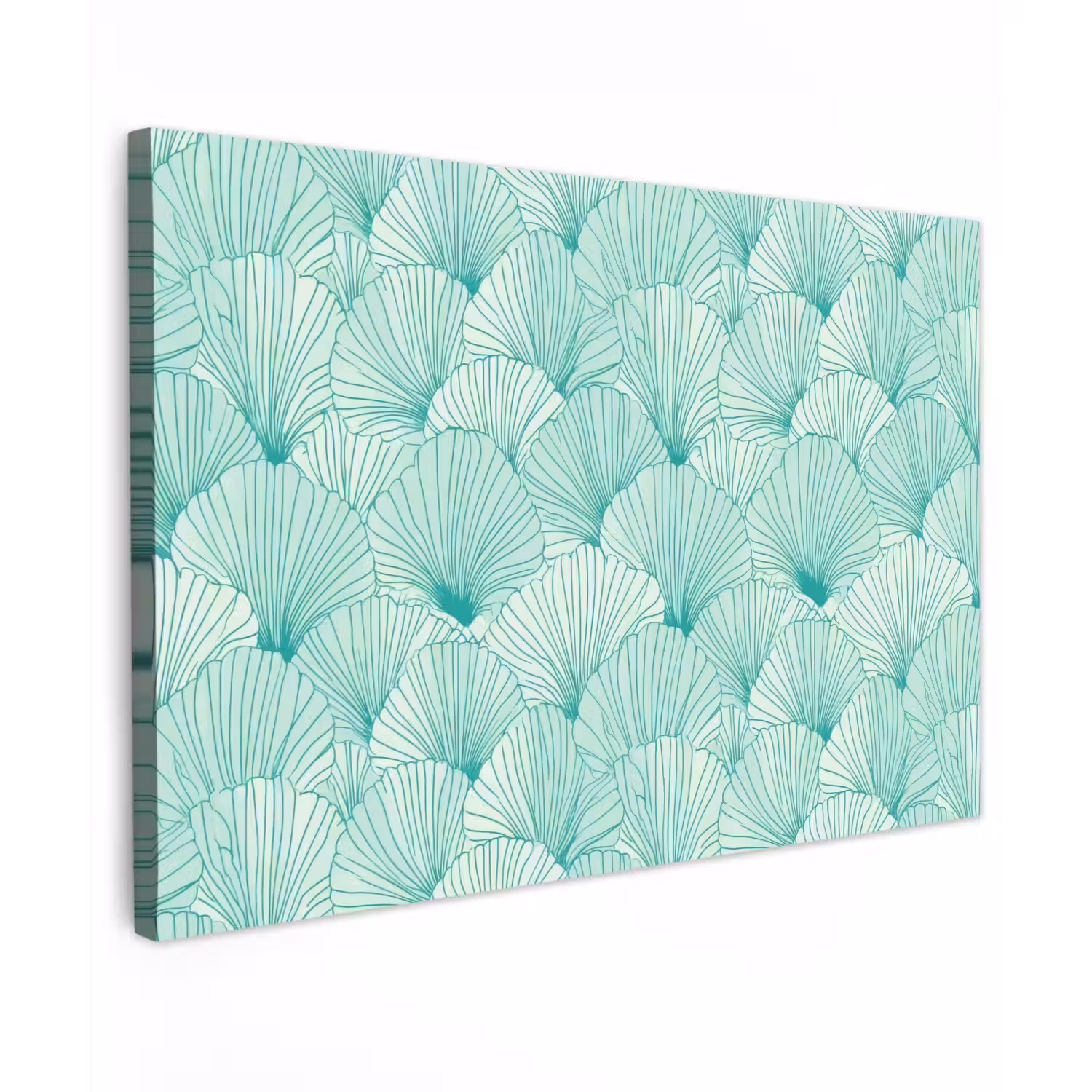 Groen - Wit - Ginko - Getekend - Textuur Tuinposter op houten frame 2 cm dik klein 845 -3d