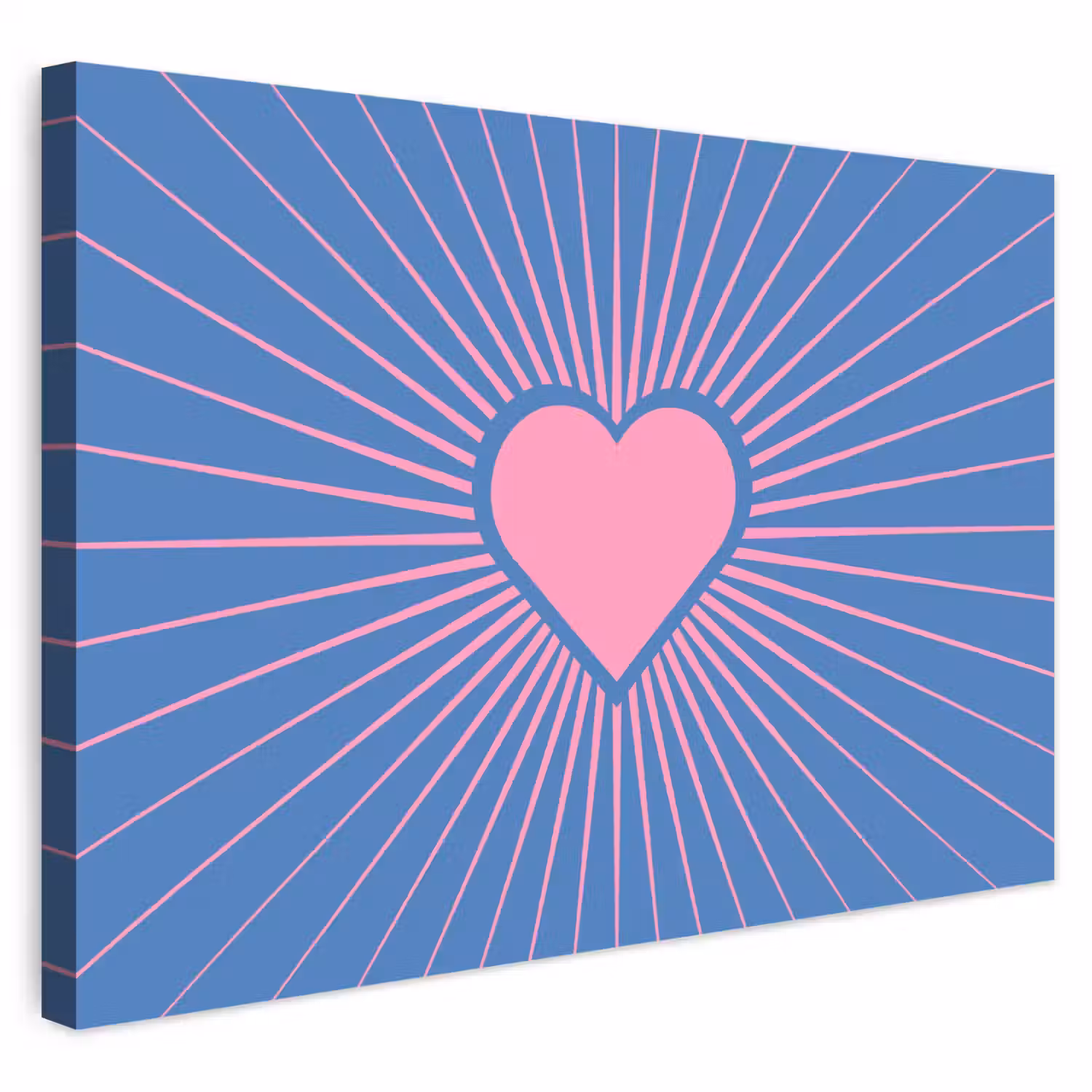 Hart - Stralen - Liefde - Modern - Roze Tuinposter op houten frame 2 cm dik klein -3d