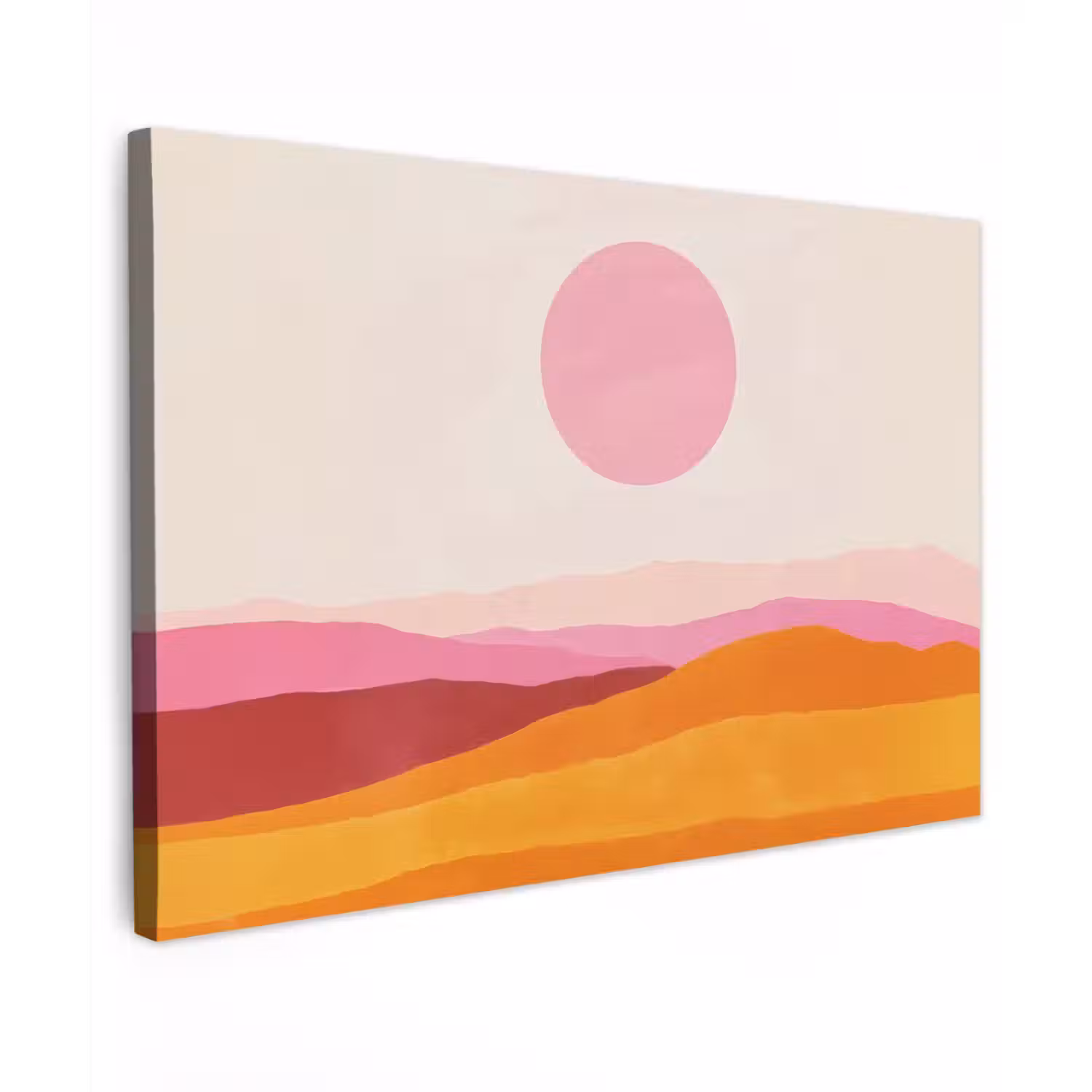 Heuvels - Oranje - Zon - Abstract Tuinposter op houten frame 2 cm dik klein -3d