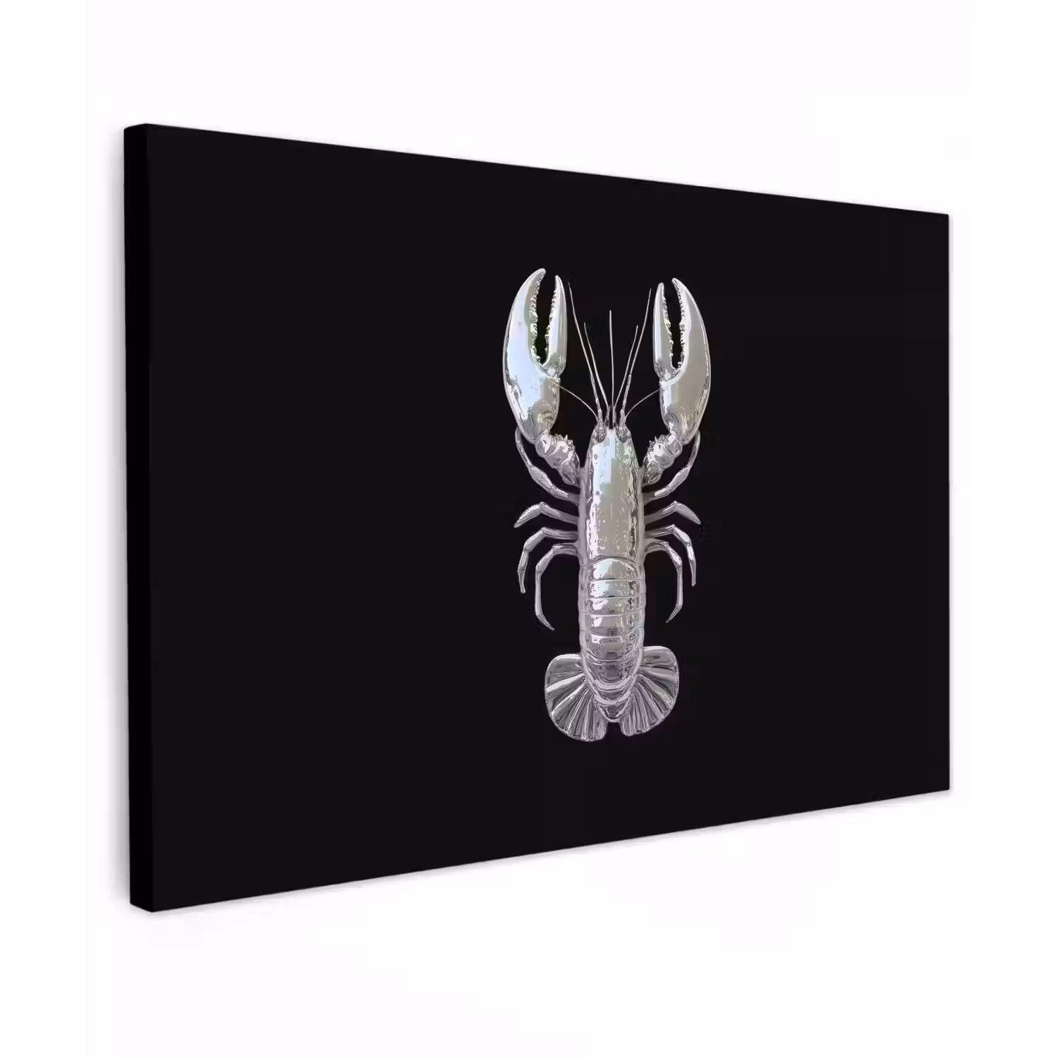 Kreeft - Zilver - Metallic - Luxe Tuinposter op houten frame 2 cm dik klein -3d