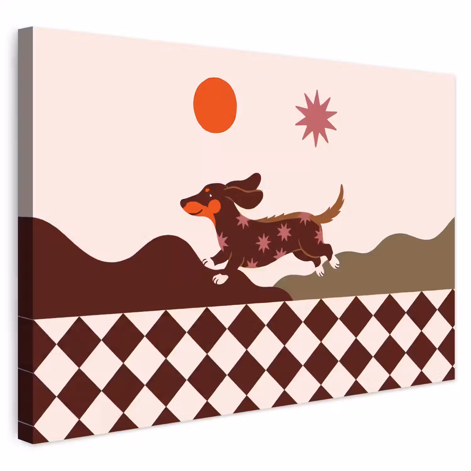 Hond - Abstract - Dieren - Modern - Bruin Tuinposter op houten frame 2 cm dik klein -3d
