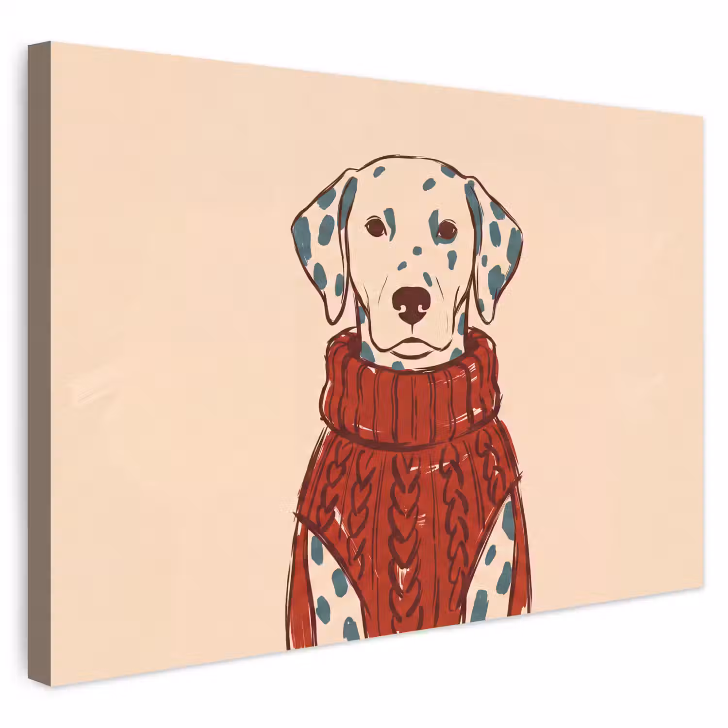 Hond - Trui - Winter - Dieren - Rood Tuinposter op houten frame 2 cm dik klein -3d