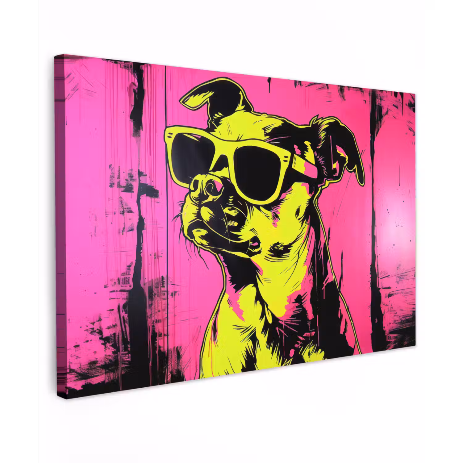 Hond - Zonnebril - Roze - Art Tuinposter op houten frame 2 cm dik klein -3d