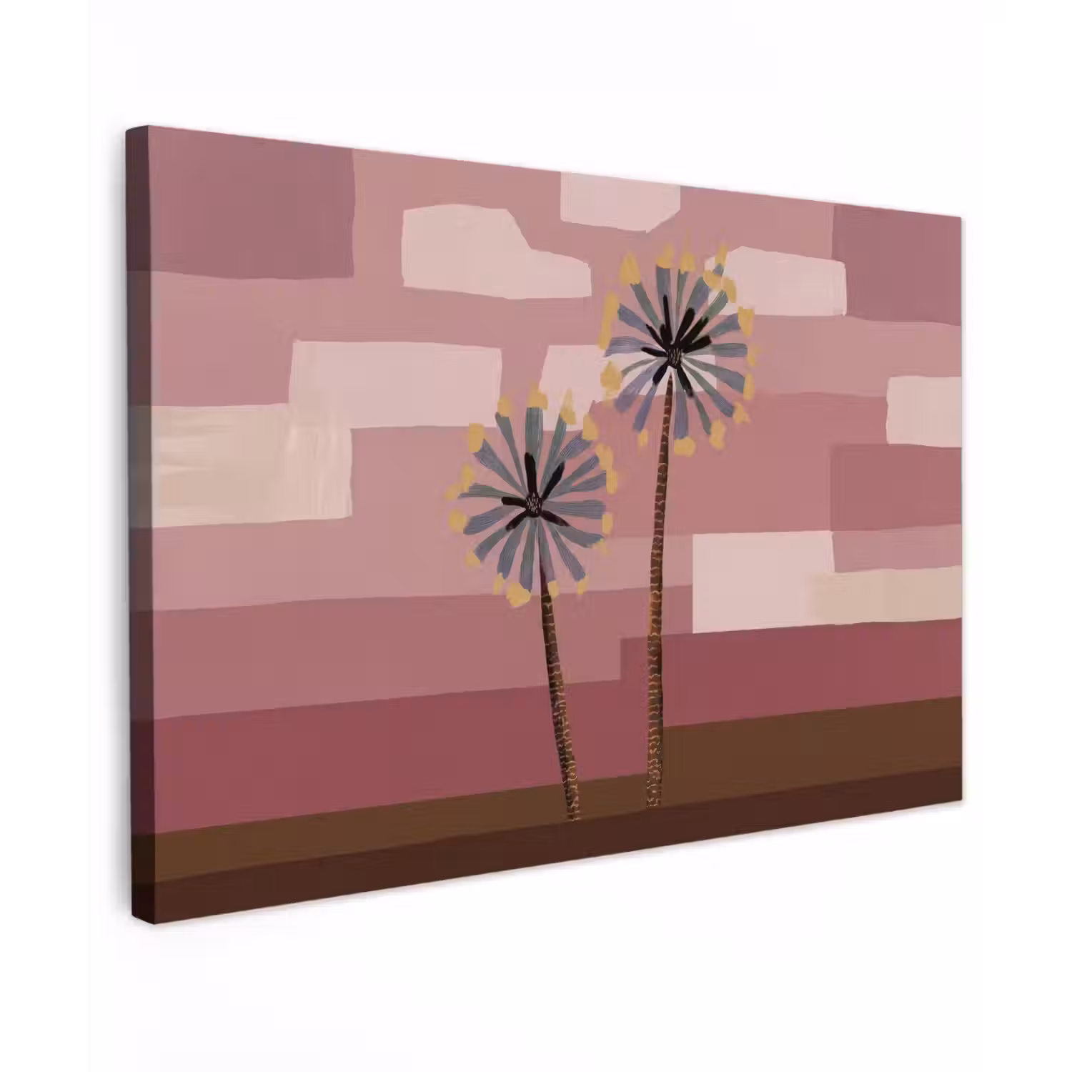 Illustratie - Bloemen - Vlakken - Abstract Tuinposter op houten frame 2 cm dik klein -3d