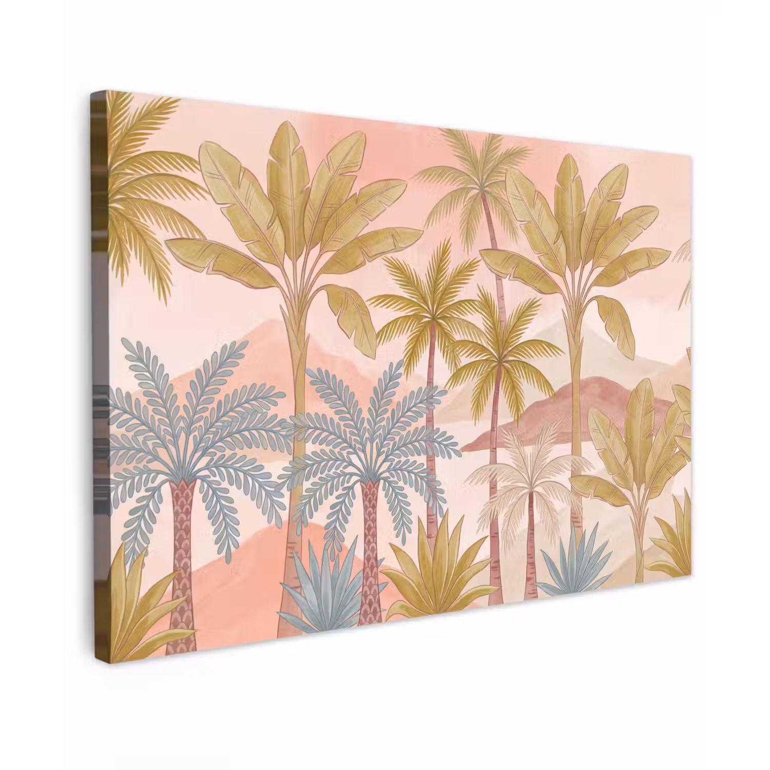 Illustratie - Palmbomen - Kleurrijk Tuinposter op houten frame 2 cm dik klein -3d