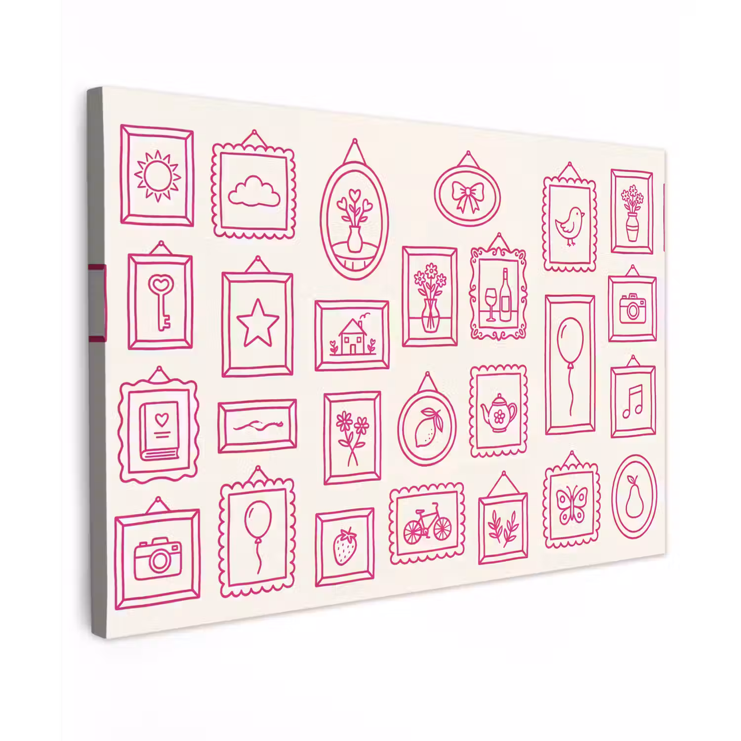 Illustratie - Collectie - Kunst - Minimalistisch - Roze Tuinposter op houten frame 2 cm dik klein -3d