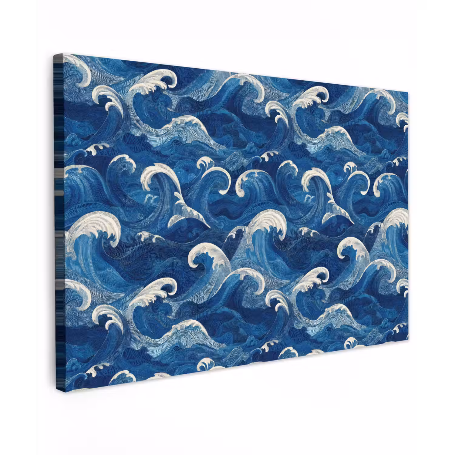 Japans - Oceaan - Golven - Blauw Tuinposter op houten frame 2 cm dik klein 845 -3d