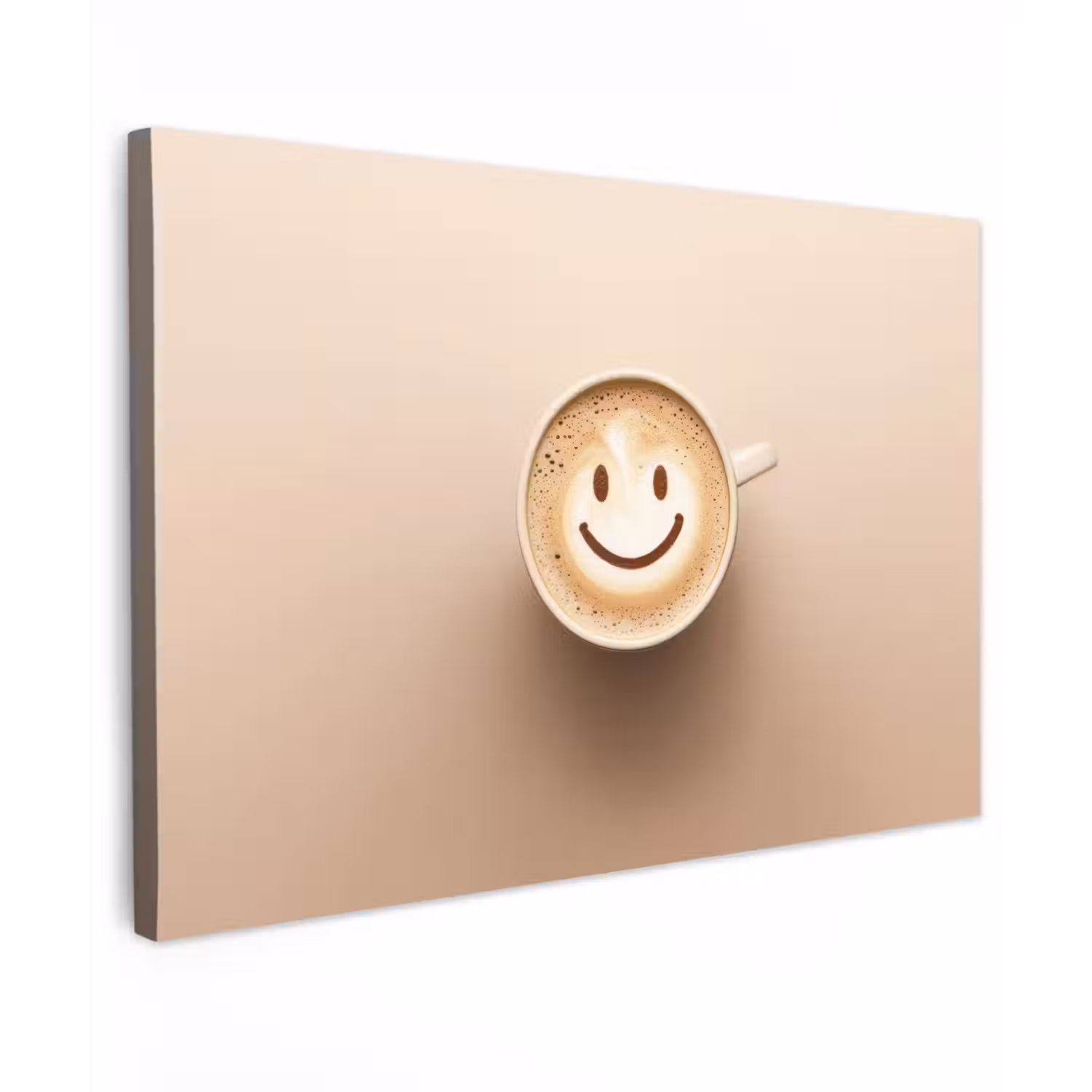 Koffie - Melkschuim - Lach - Beige Tuinposter op houten frame 2 cm dik klein -3d