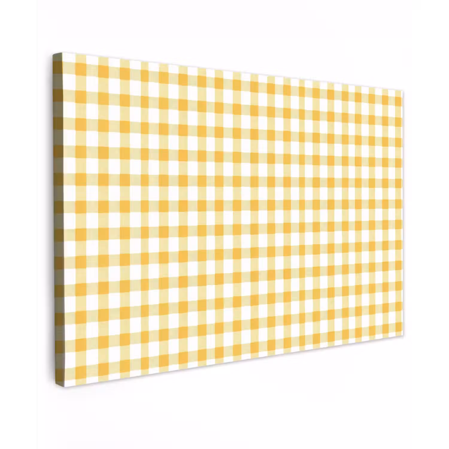 Ruit - Gingham - Klassiek - Geel en Wit Tuinposter op houten frame 2 cm dik klein 845 -3d