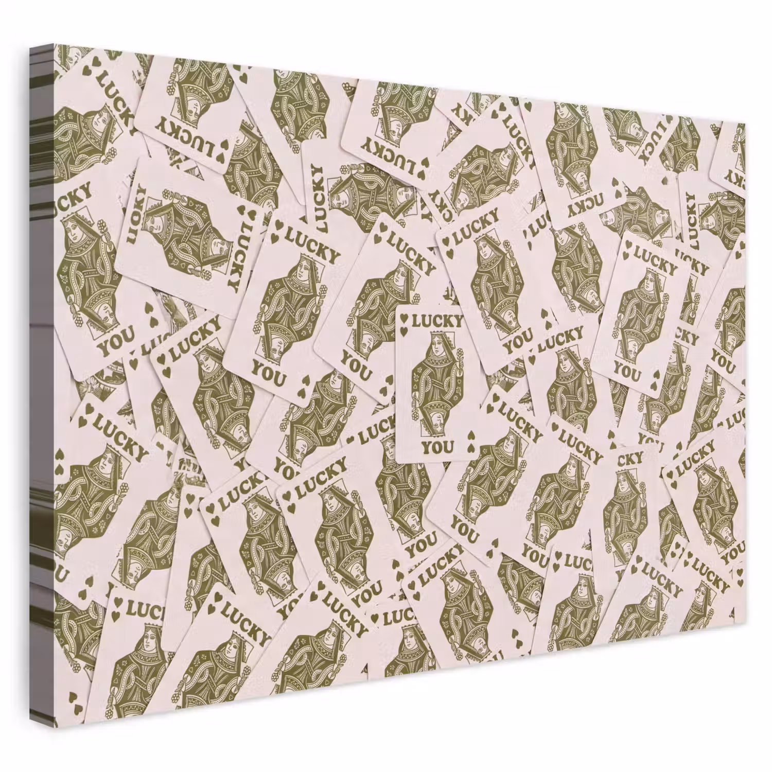 Kaarten - Koningin - Patroon - Groen - Spel Tuinposter op houten frame 2 cm dik klein -3d