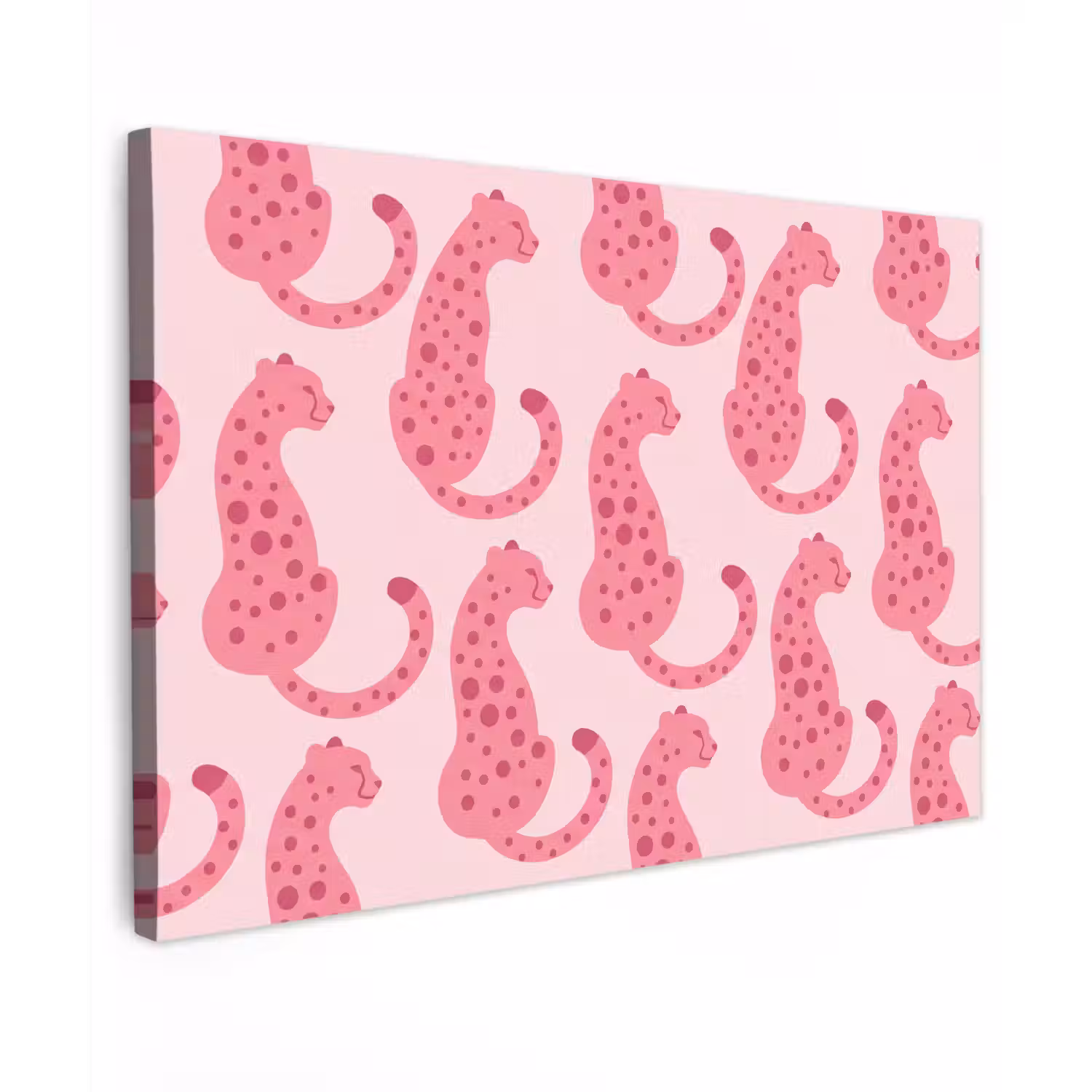 Kat - Gevlekt - Dieren - Patroon - Roze Tuinposter op houten frame 2 cm dik klein -3d