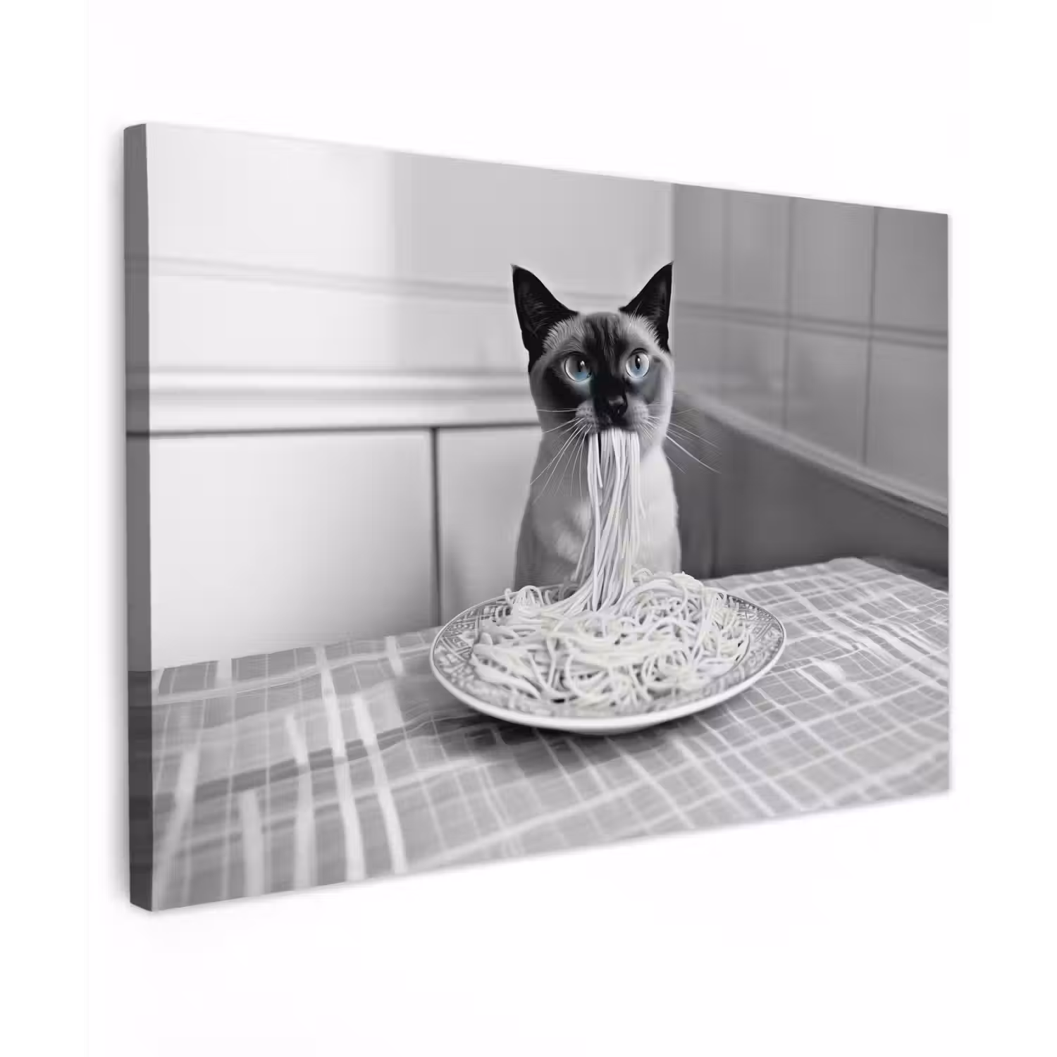 Kat - Siamees - Zwart Wit - Schattig - Dieren Tuinposter op houten frame 2 cm dik klein -3d